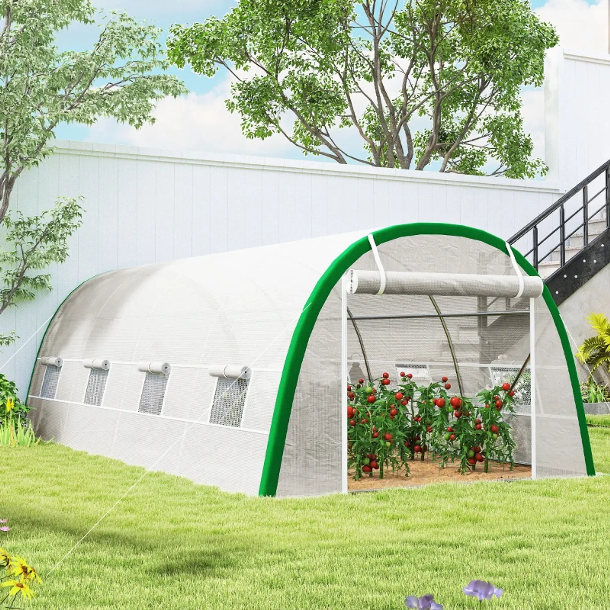 Estufa de Exterior 6x3x2 mPE 140g/m² Estrutura em Aço Branco 6