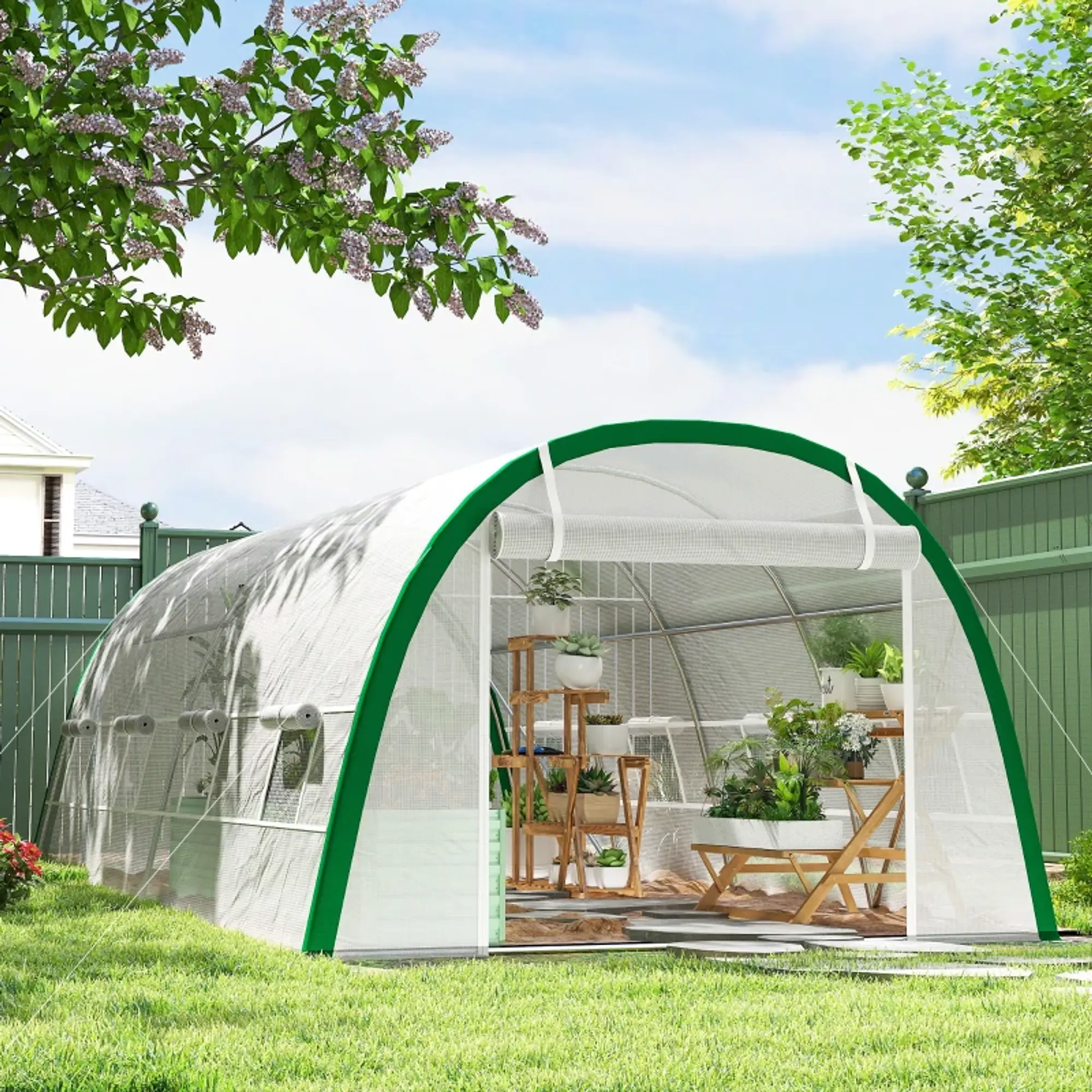 Estufa de Exterior 6x3x2 mPE 140g/m² Estrutura em Aço Branco 9