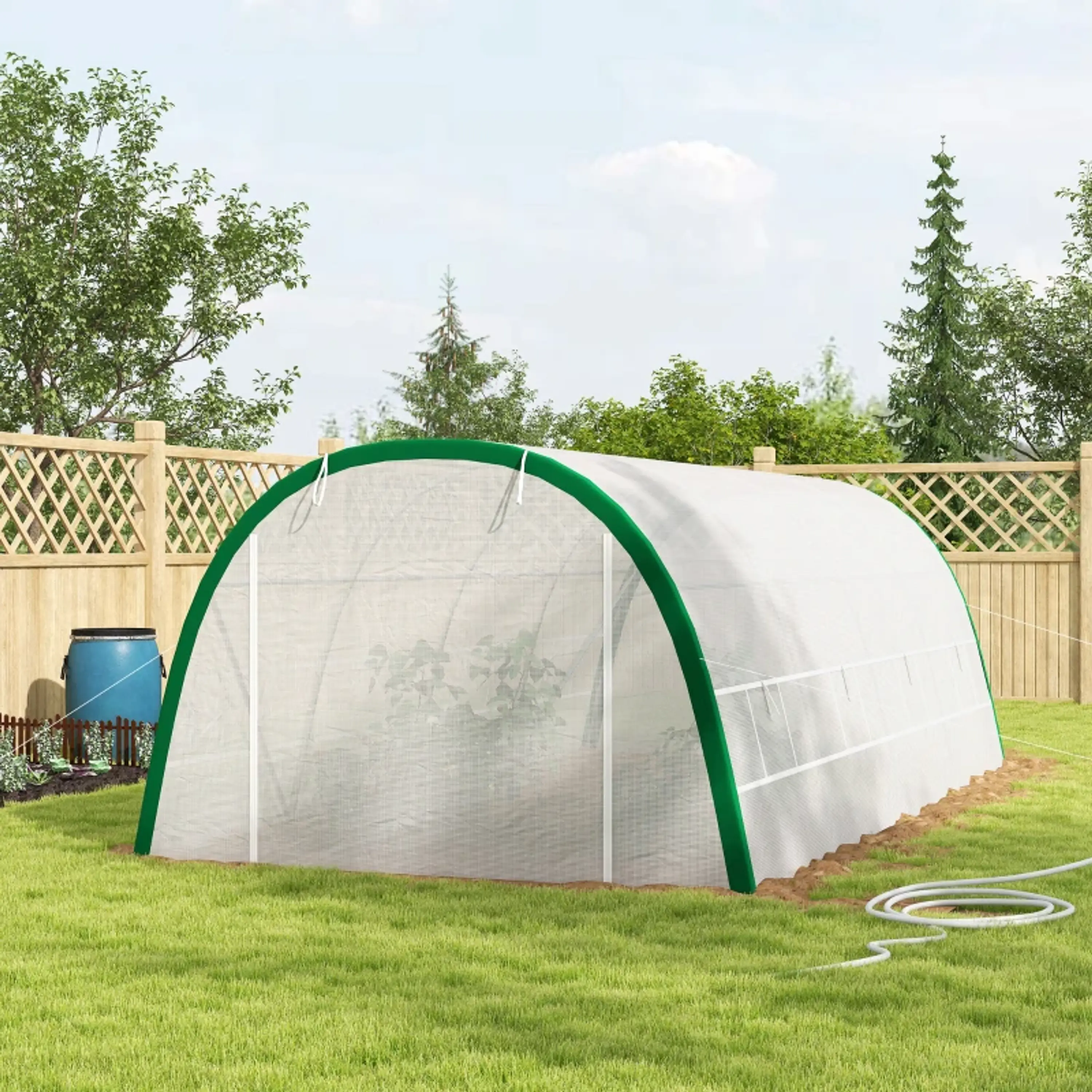 Estufa de Exterior 6x3x2 mPE 140g/m² Estrutura em Aço Branco 11