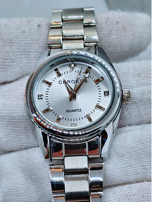 Relógio Feminino Prateado e Branco CHRONOS