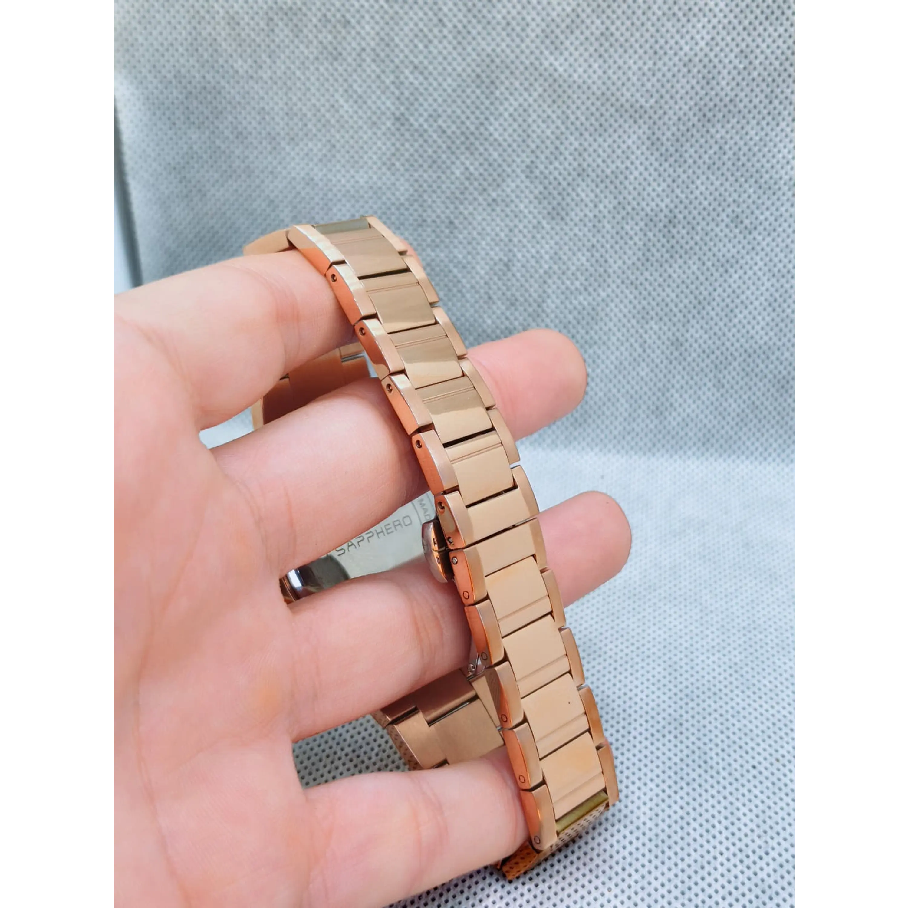 Relógio dourado e verde em aço inoxidável Sapphero - Excelente condição. 8
