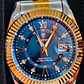 Relógio Luxuoso em aço 316 L Prata e Dourado sobre Azul. - Thumbnail 3