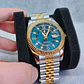 Relógio Luxuoso em aço 316 L Prata e Dourado sobre Azul. - Thumbnail 6