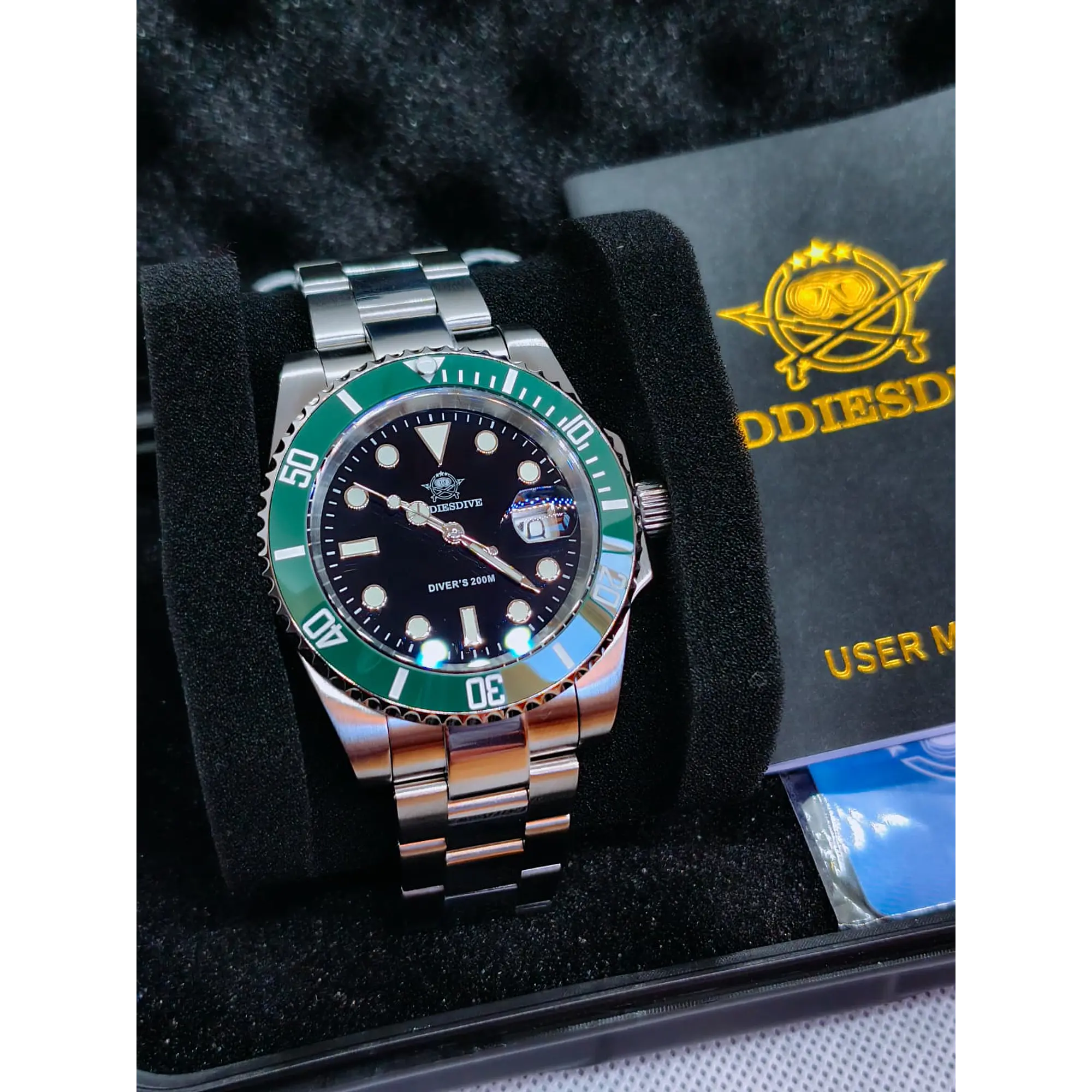Relógio Diver Addiesdive Original - Green Black OP. 1