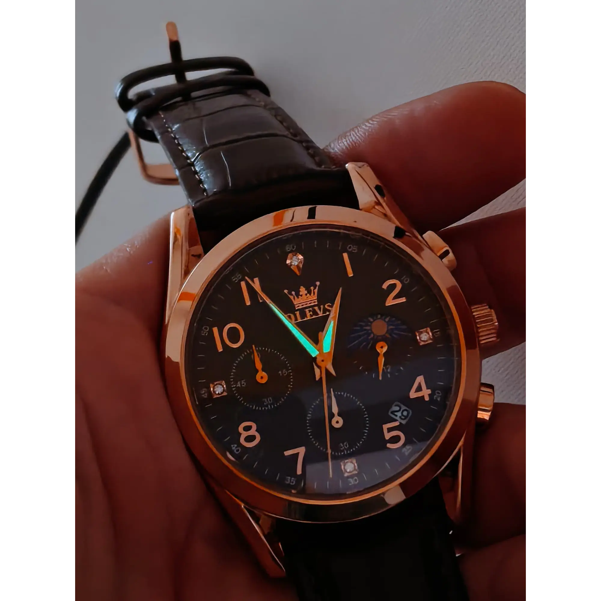 Montre chronographe vintage Brown Inspector par OLEVS 9