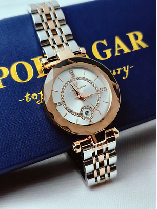 Relógio Feminino 30mm Aço 316L Champanhe