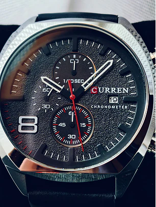 Relógio Quartz Masculino em Aço Inóxidável e Couro - Curren Midnight