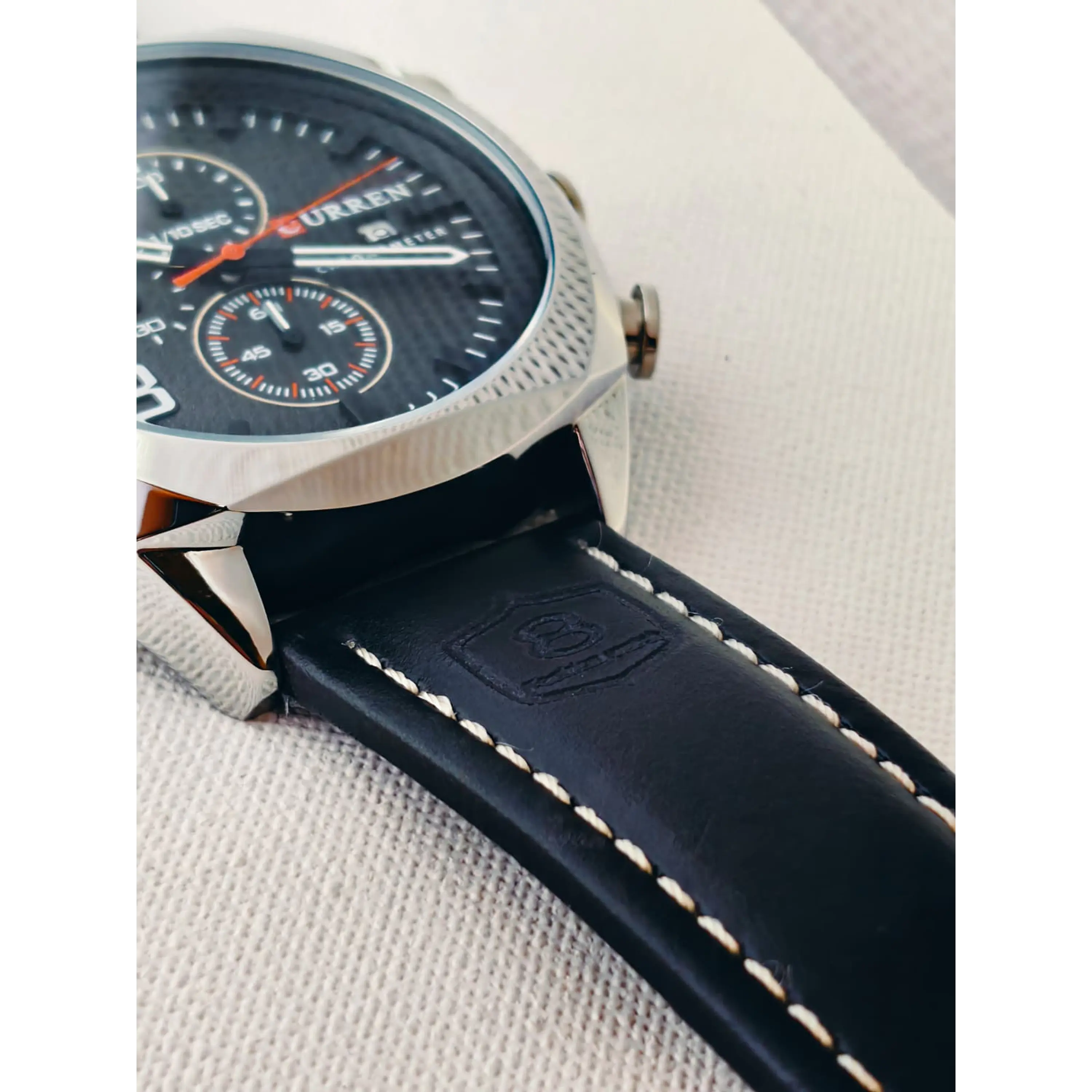 Relógio Quartz Masculino em Aço Inóxidável e Couro - Curren Midnight 5