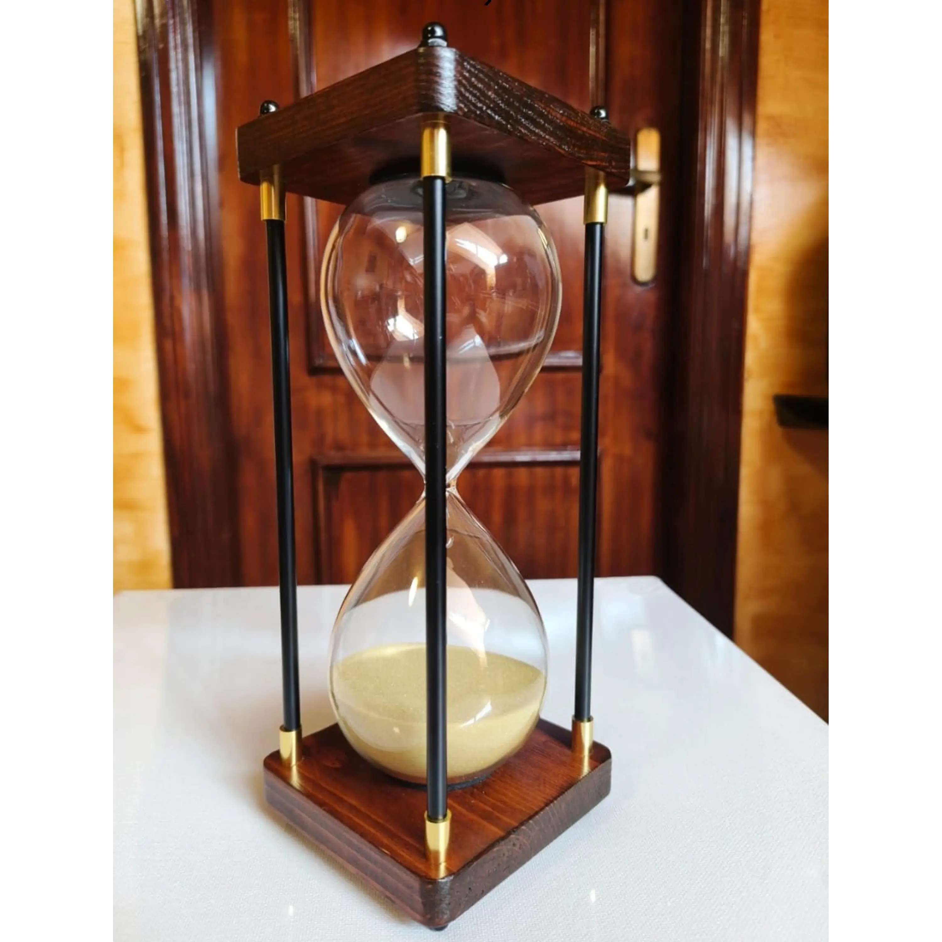 Ampulheta em Madeira e Vidro 60 Minutos - Como NOVA e Original. 6