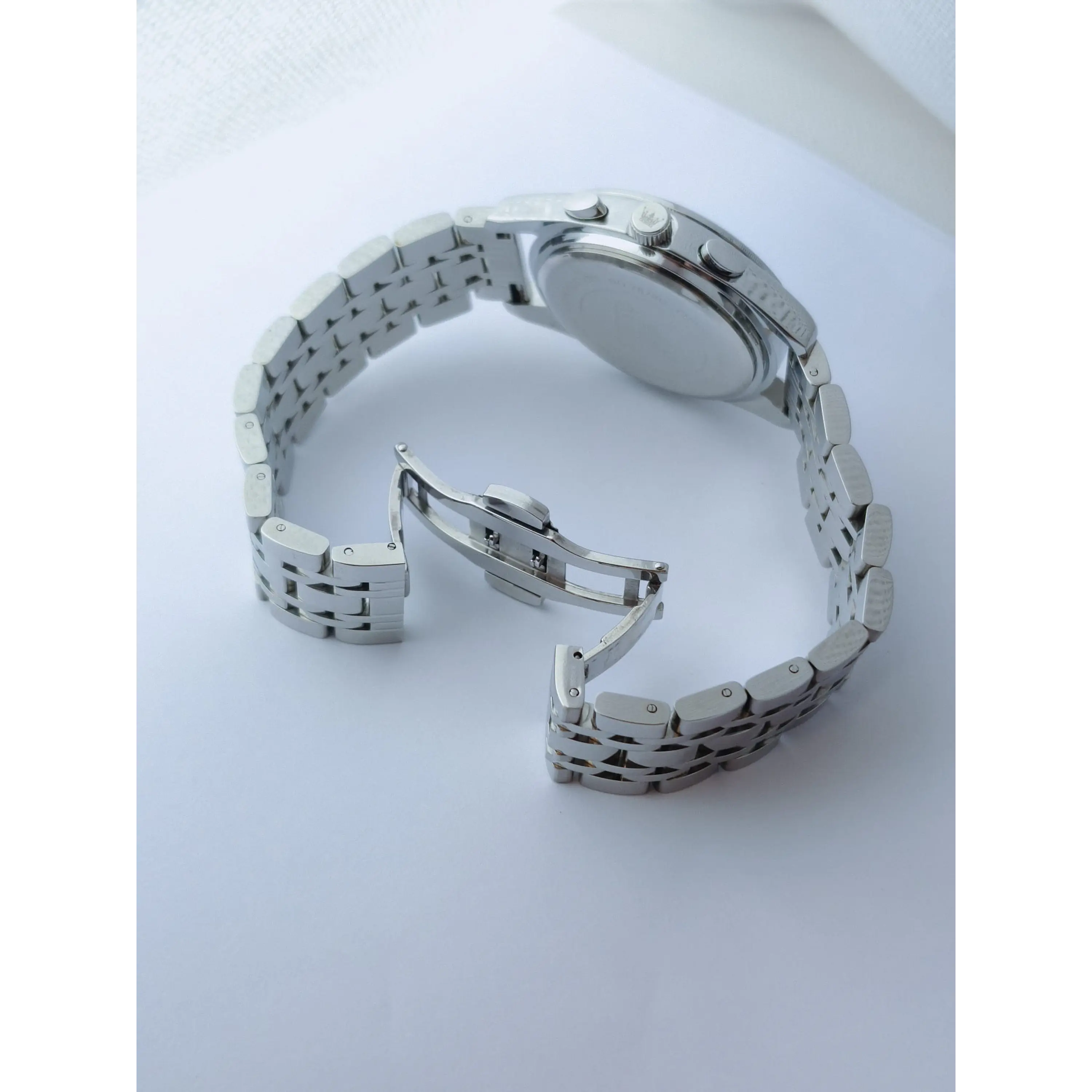 Relógio SIlver Blue QUARTZ com Cronómetro em aço inóxidável. 14