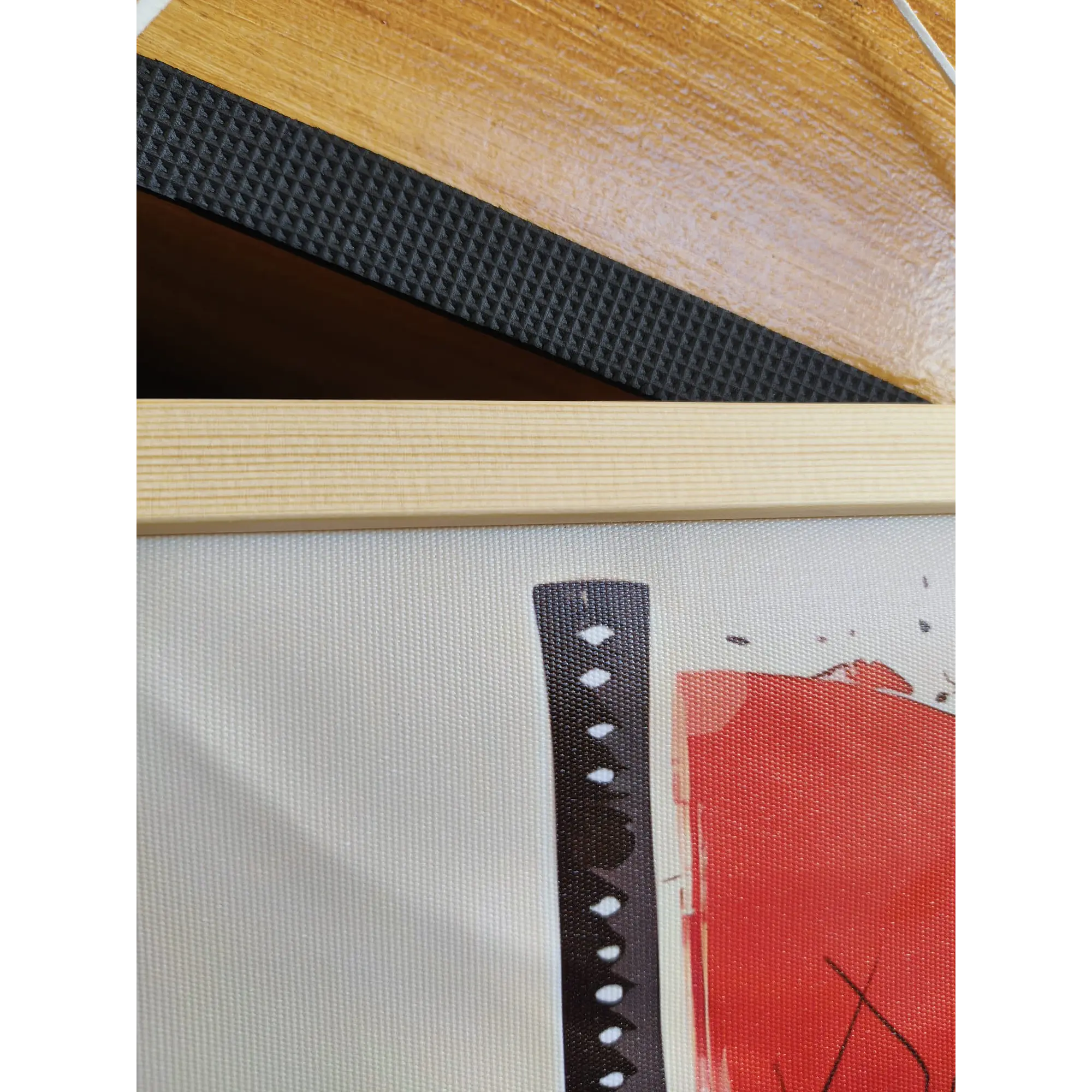 Impression sur toile de style japonais – Katana et fleurs de cerisier avec support en bois 3