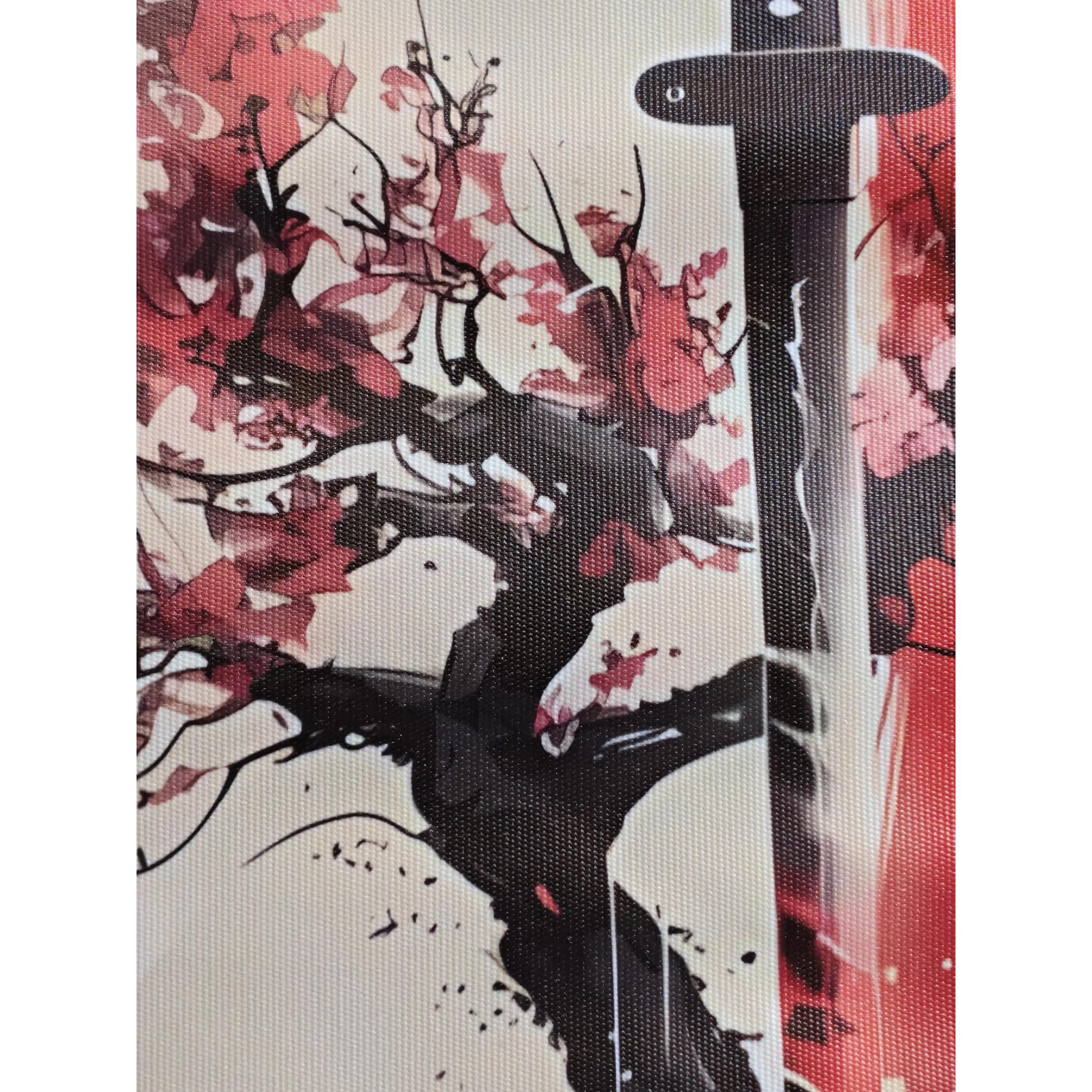 Impression sur toile de style japonais – Katana et fleurs de cerisier avec support en bois 7