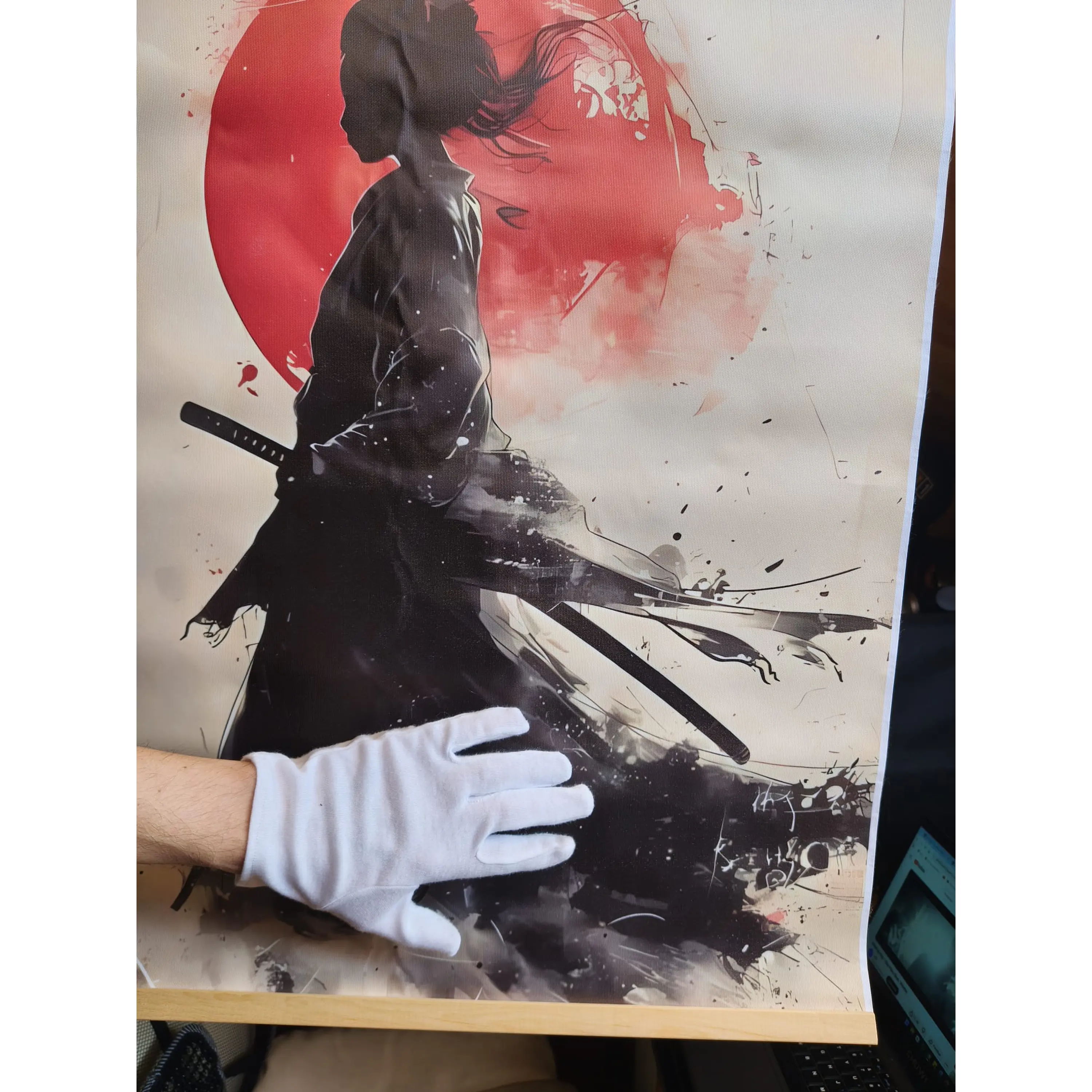 Samurai Canvas Poster with Magnetic Wooden Frame – Japanese Art Rising Sun 2