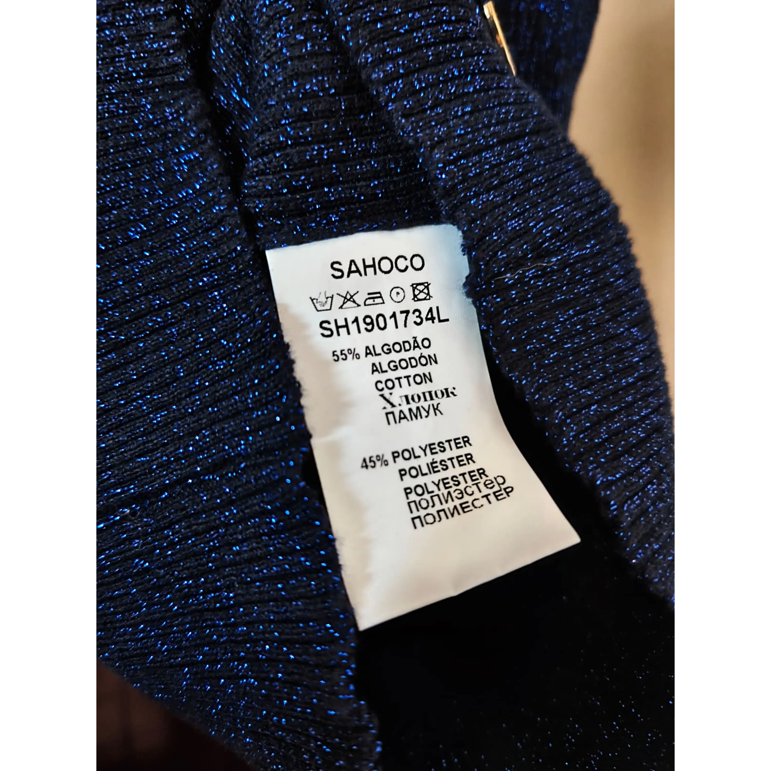Top de Malha Canelada Azul Brilhante Sahoco (Tamanho M) – Novo 5