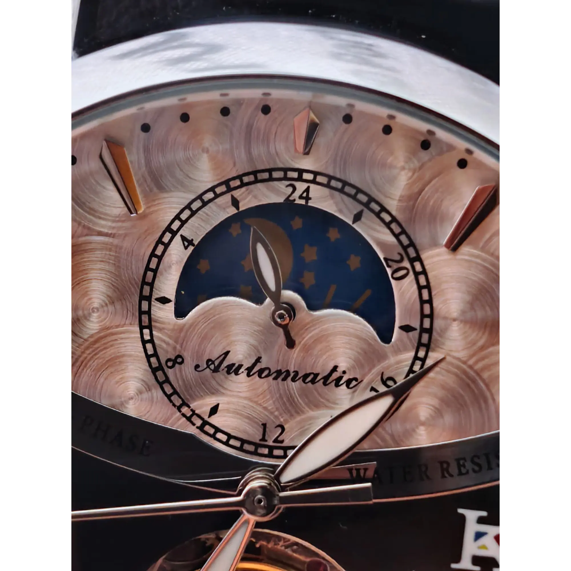 Relógio Automático AOKULASIC Masculino – Design Tourbillon/Open Heart com Fase da Lua e Bracelete em Pele 6