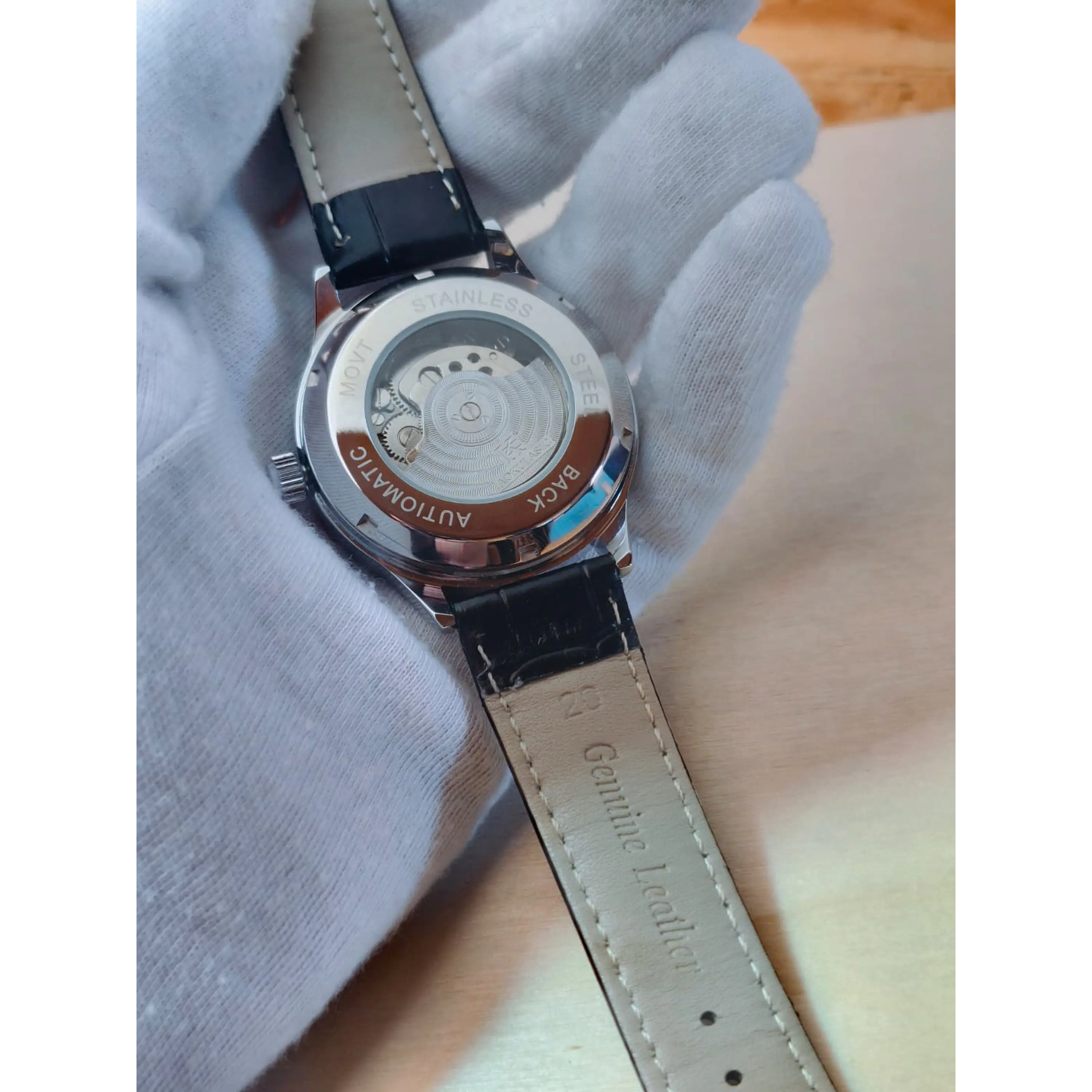 Relógio Automático AOKULASIC Masculino – Design Tourbillon/Open Heart com Fase da Lua e Bracelete em Pele 10