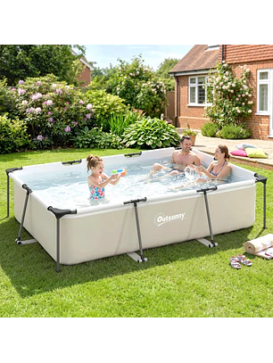 Piscina Desmontável Tubular 316x238x66,5 cm 3701 L com Estrutura Metálica sem Bomba de Filtragem Cinzento
