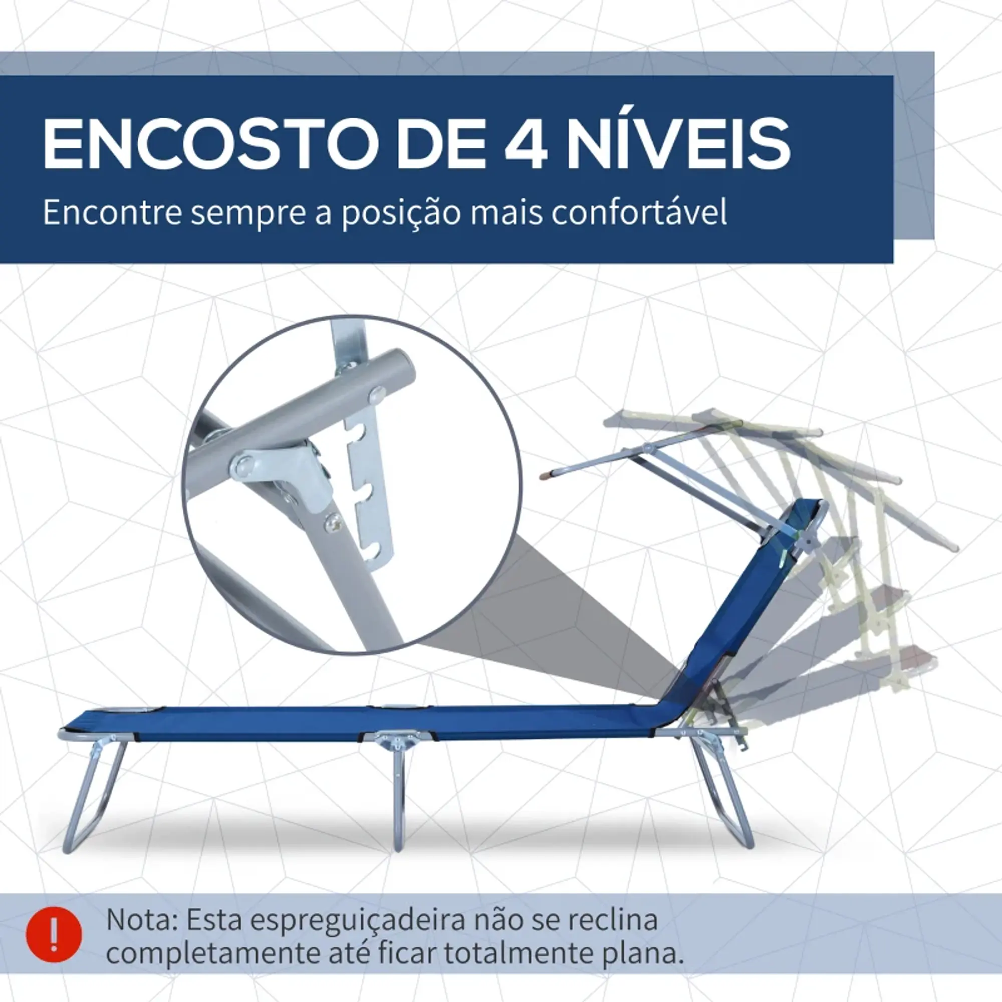 Espreguiçadeira Dobrável com Toldo e Encosto Reclinável  14
