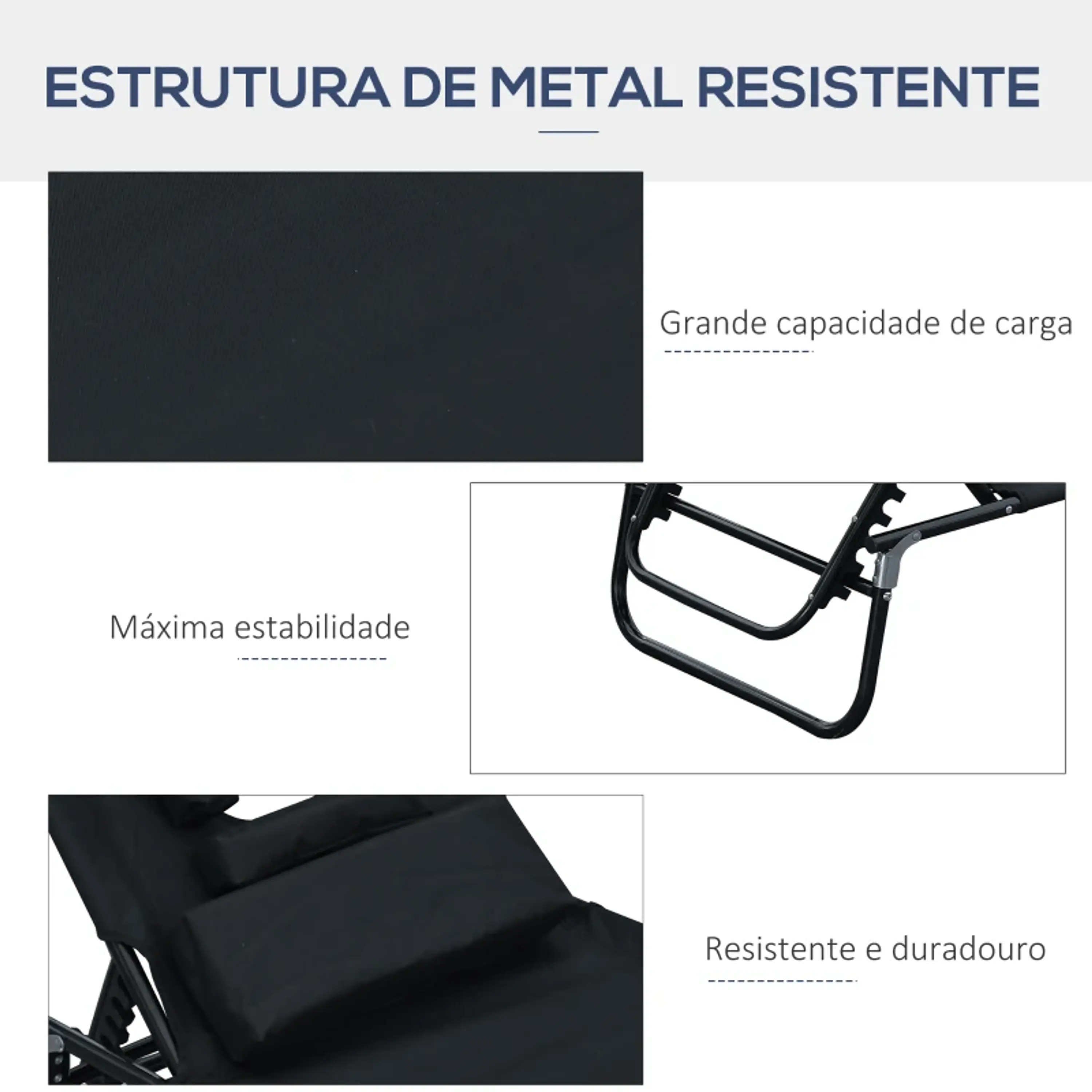 Espreguiçadeira Dobrável com Encosto Ajustável em 4 Posições - Acampamento & Praia  8