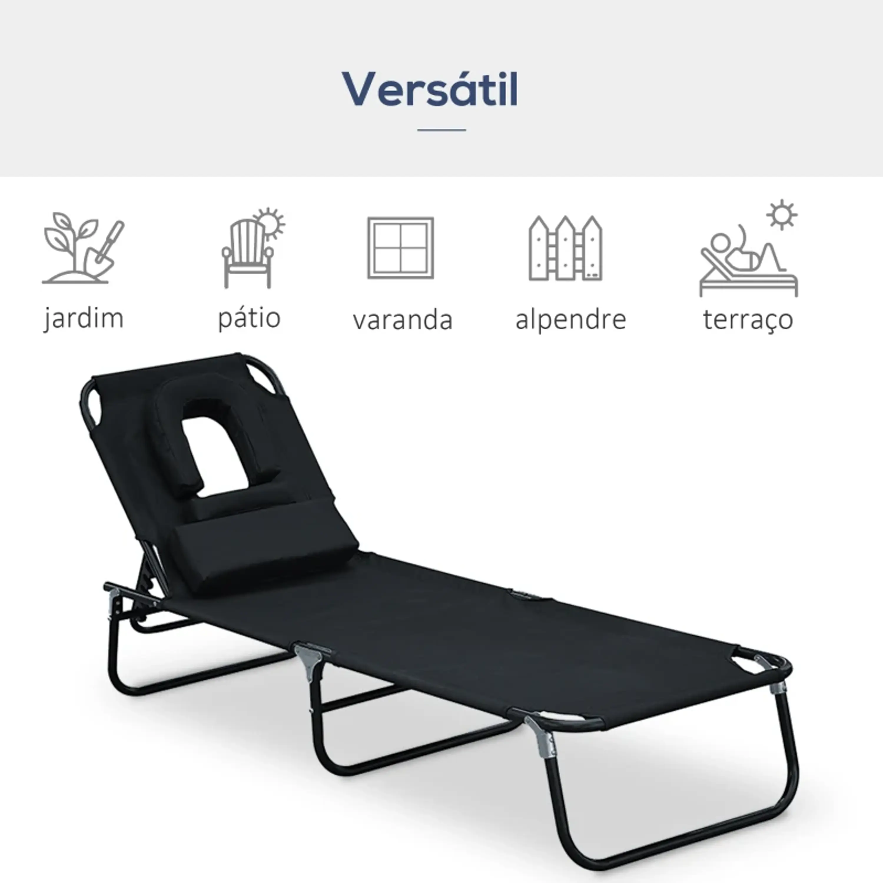 Espreguiçadeira Dobrável com Encosto Ajustável em 4 Posições - Acampamento & Praia  9