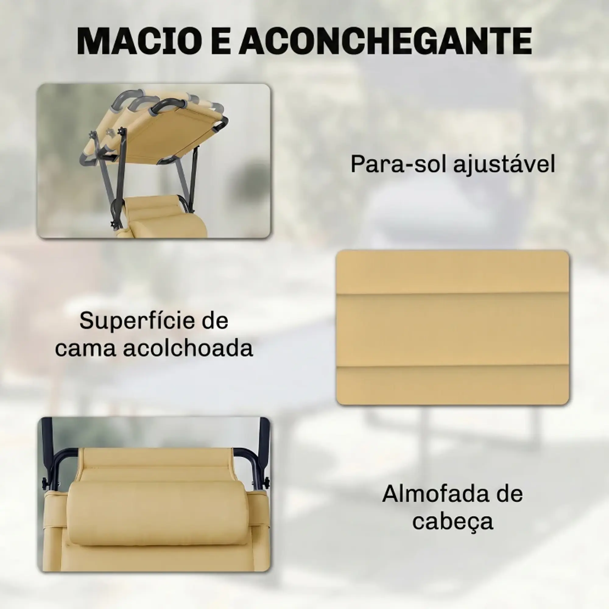 Espreguiçadeira de Jardim com Toldo Ajustável Confort 6