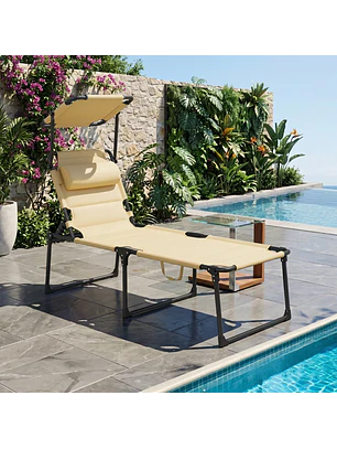 Espreguiçadeira de Jardim com Toldo Ajustável Confort