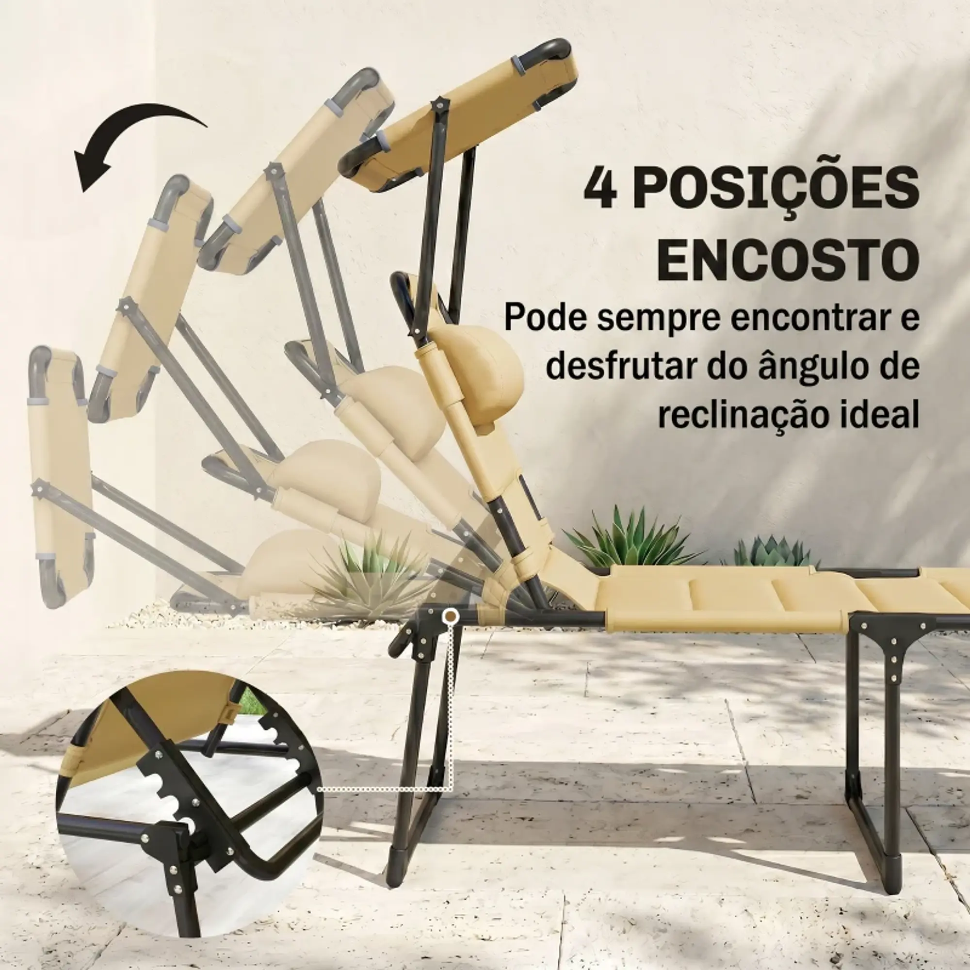 Espreguiçadeira de Jardim com Toldo Ajustável Confort 7