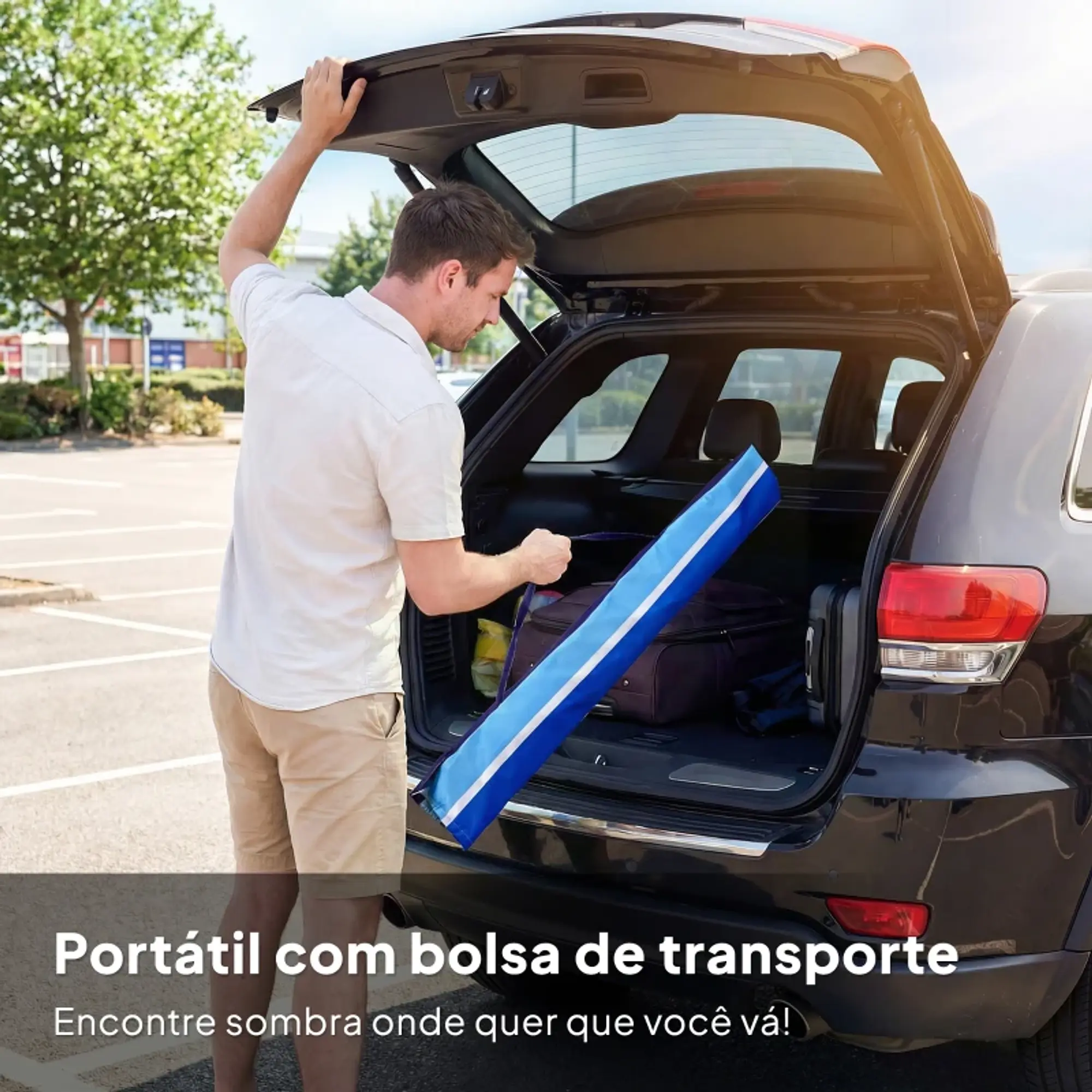Chapéu de Sol com Mesa Dobrável e Porta-Copos Ø198 cm Altura UV30+ 8