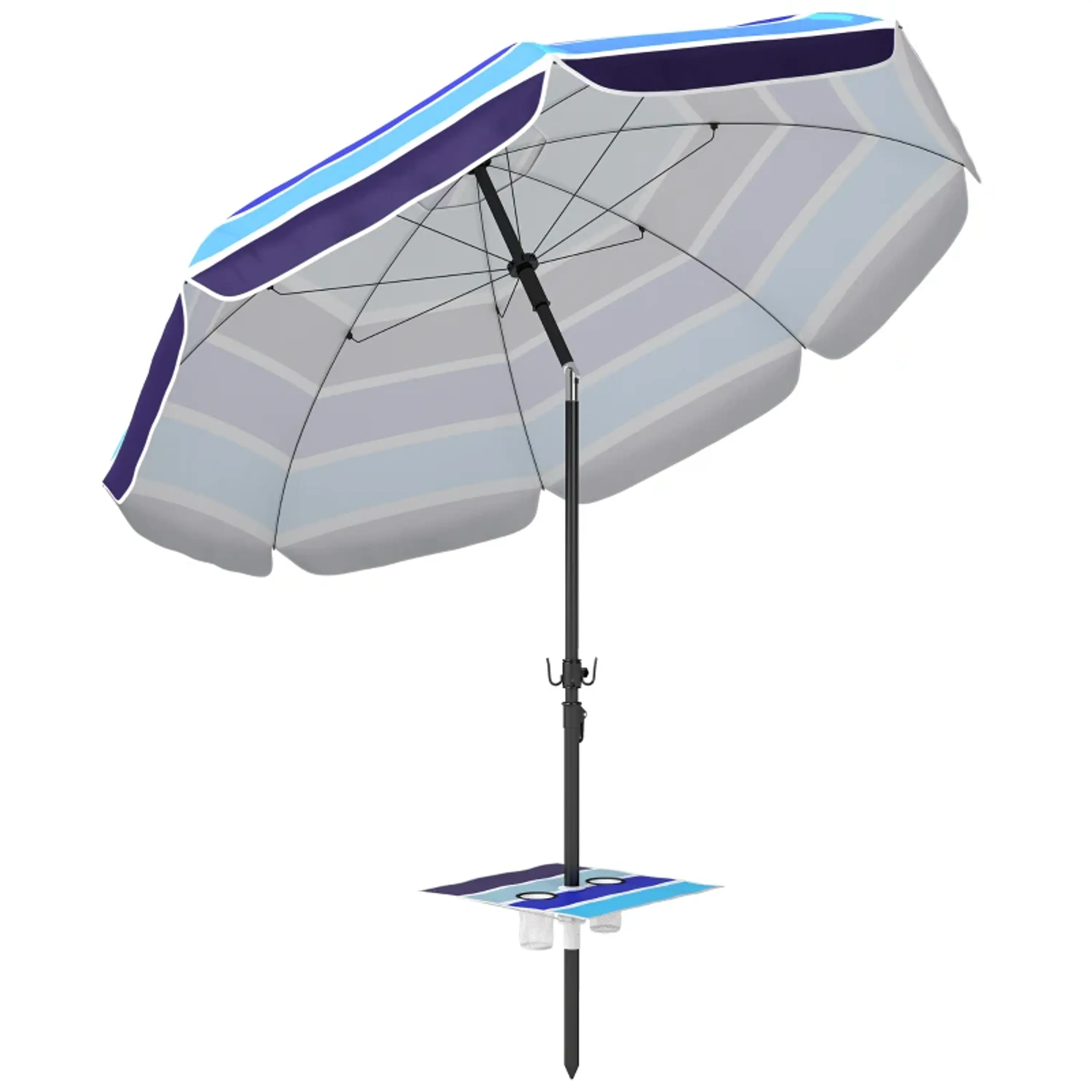 Chapéu de Sol com Mesa Dobrável e Porta-Copos Ø198 cm Altura UV30+ 10