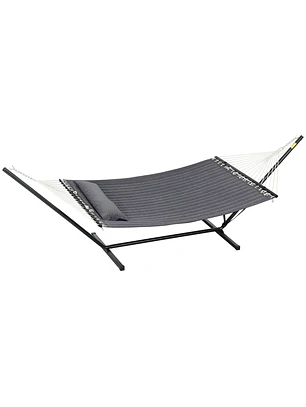 Hamac com Suporte de Aço e Almofada 368x140x110 cm Cinza Escuro