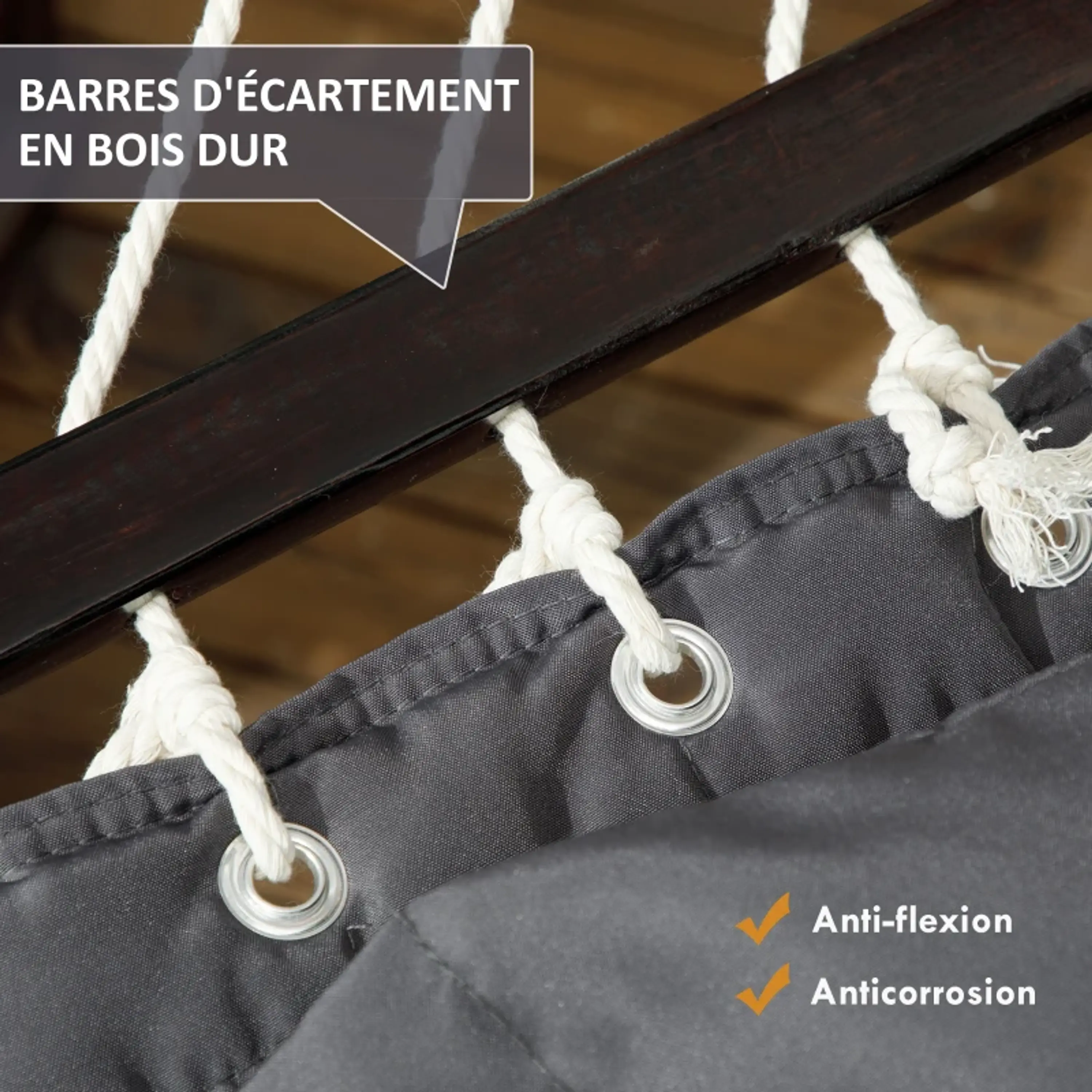 Hamac com Suporte de Aço e Almofada 368x140x110 cm Cinza Escuro 7