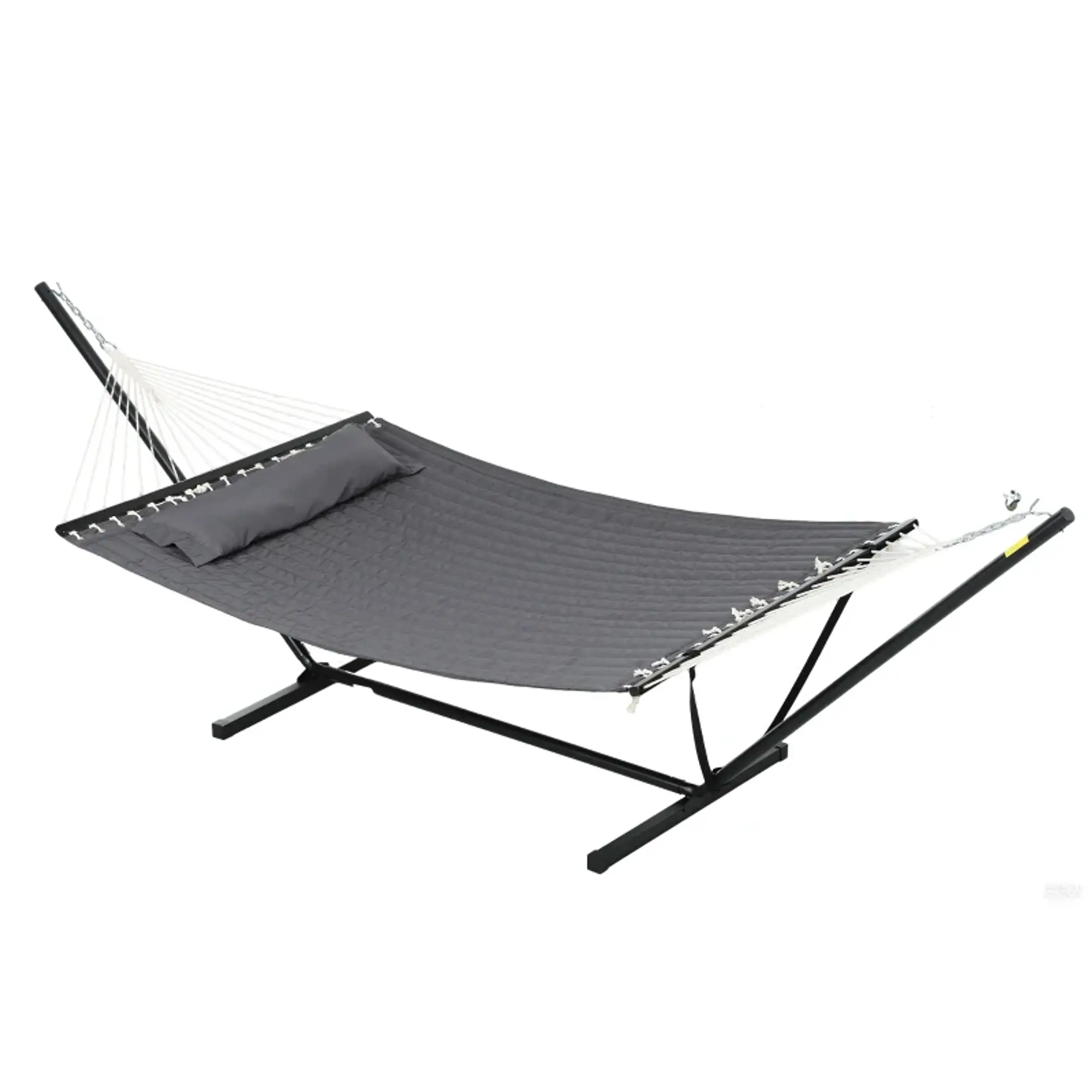 Hamac com Suporte de Aço e Almofada 368x140x110 cm Cinza Escuro 8