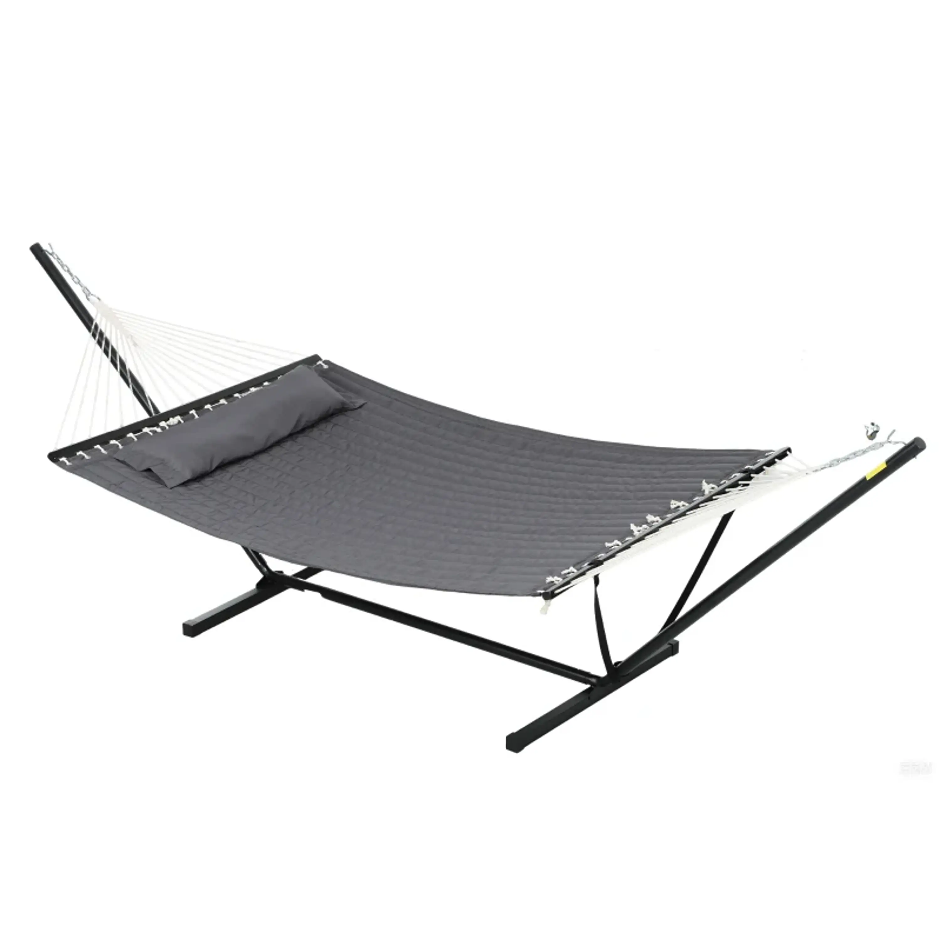 Hamac com Suporte de Aço e Almofada 368x140x110 cm Cinza Escuro 8