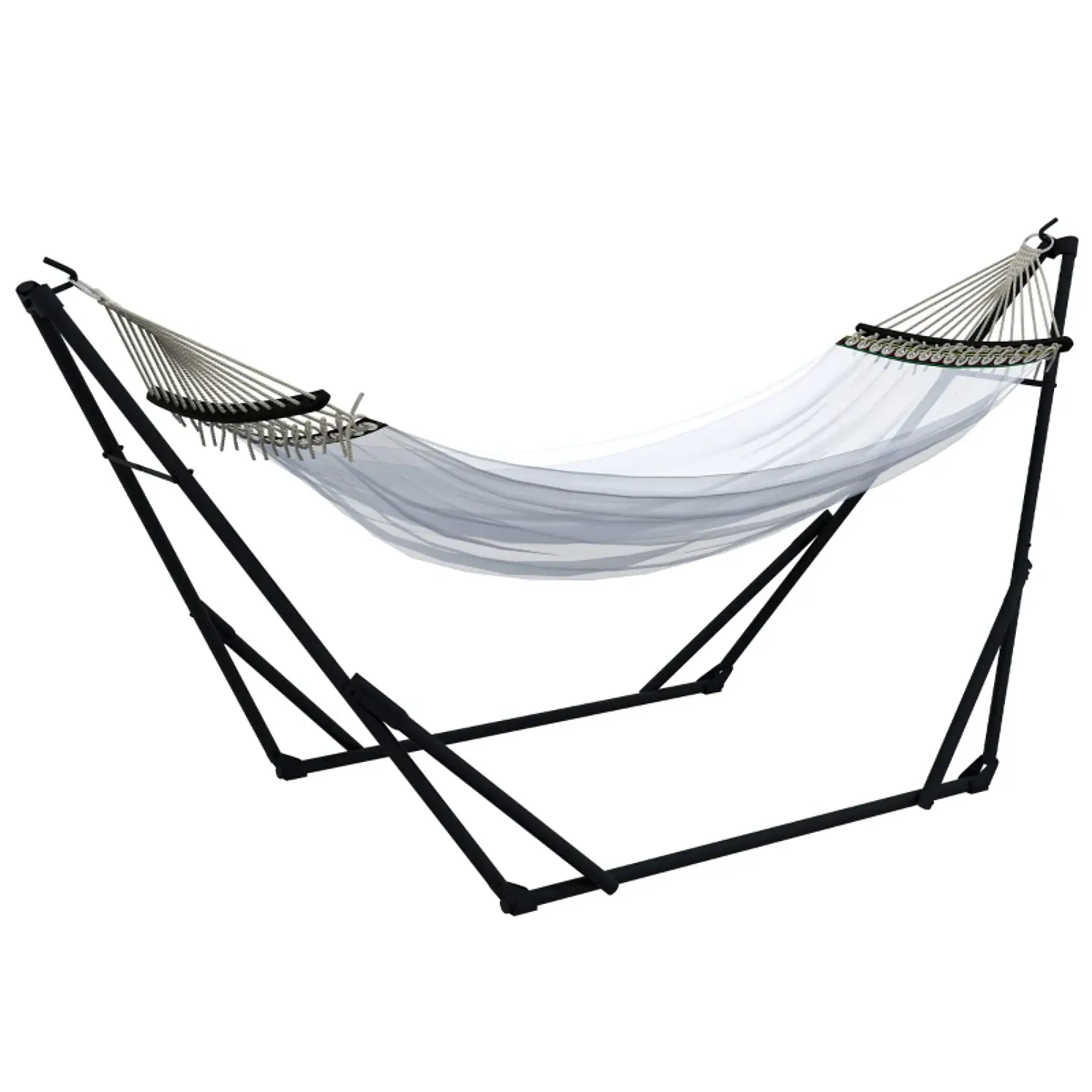 Suporte para rede + rede, 263 cm x 89 cm x 100 cm, Preto + Branco 1