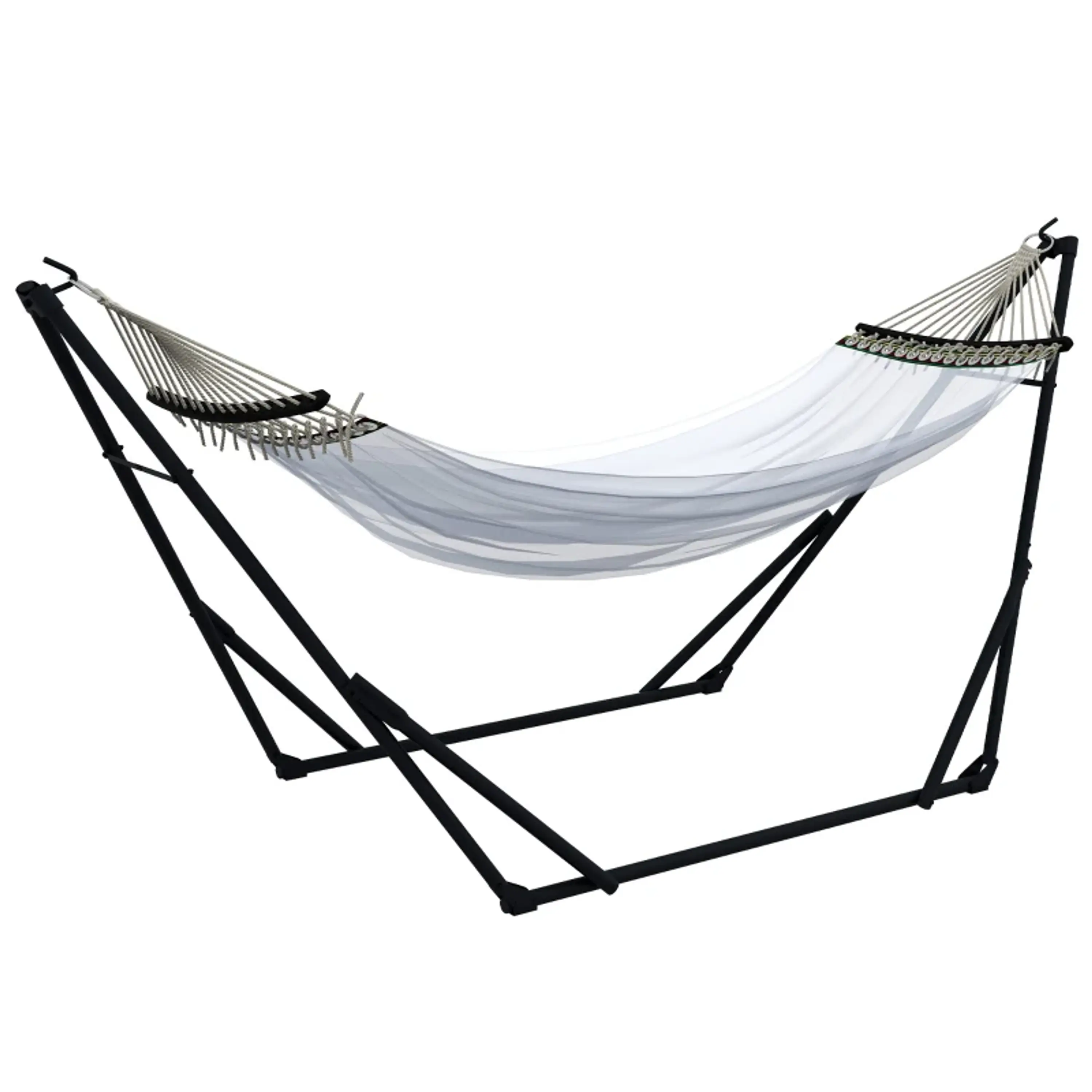 Suporte para rede + rede, 263 cm x 89 cm x 100 cm, Preto + Branco 1