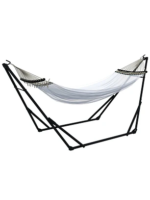Suporte para rede + rede, 263 cm x 89 cm x 100 cm, Preto + Branco