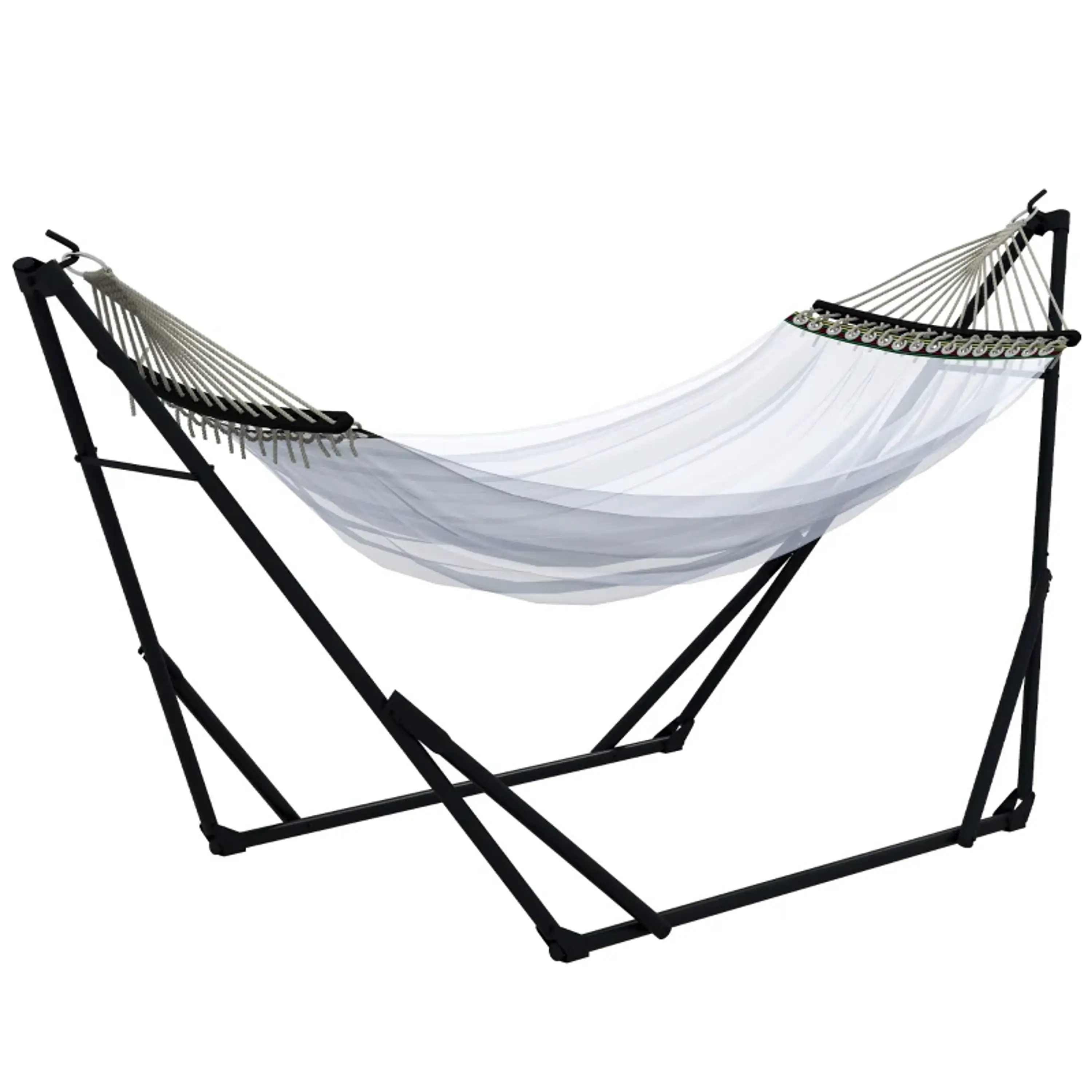 Suporte para rede + rede, 263 cm x 89 cm x 100 cm, Preto + Branco 6