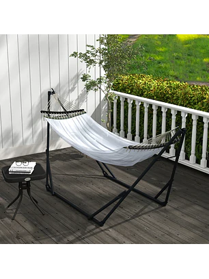 Suporte para rede + rede, 263 cm x 89 cm x 100 cm, Preto + Branco
