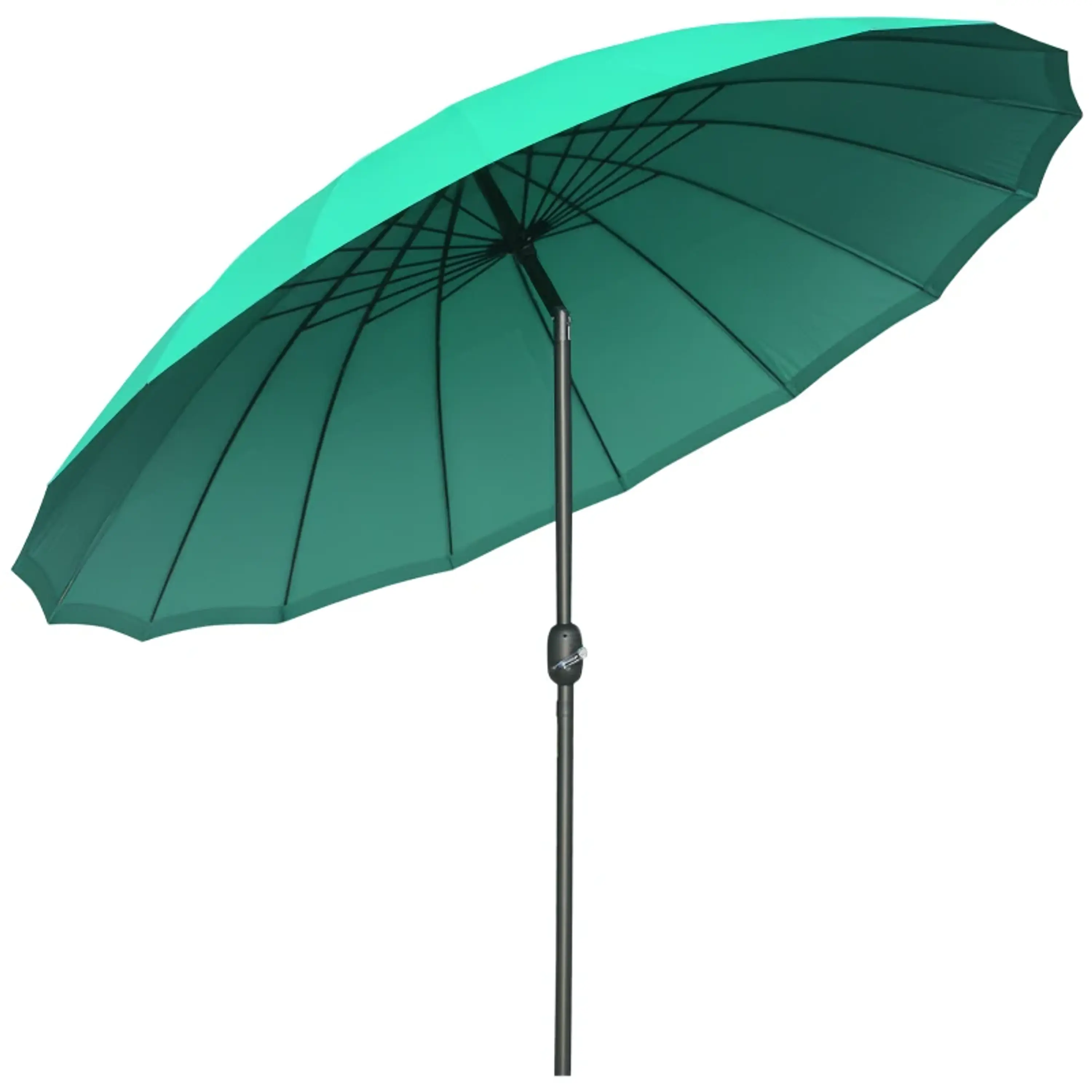 Chapéu de Sol de Jardim Ø2,5x2,4 m com Manivela Manual Mastro Flexível Impermeável 8