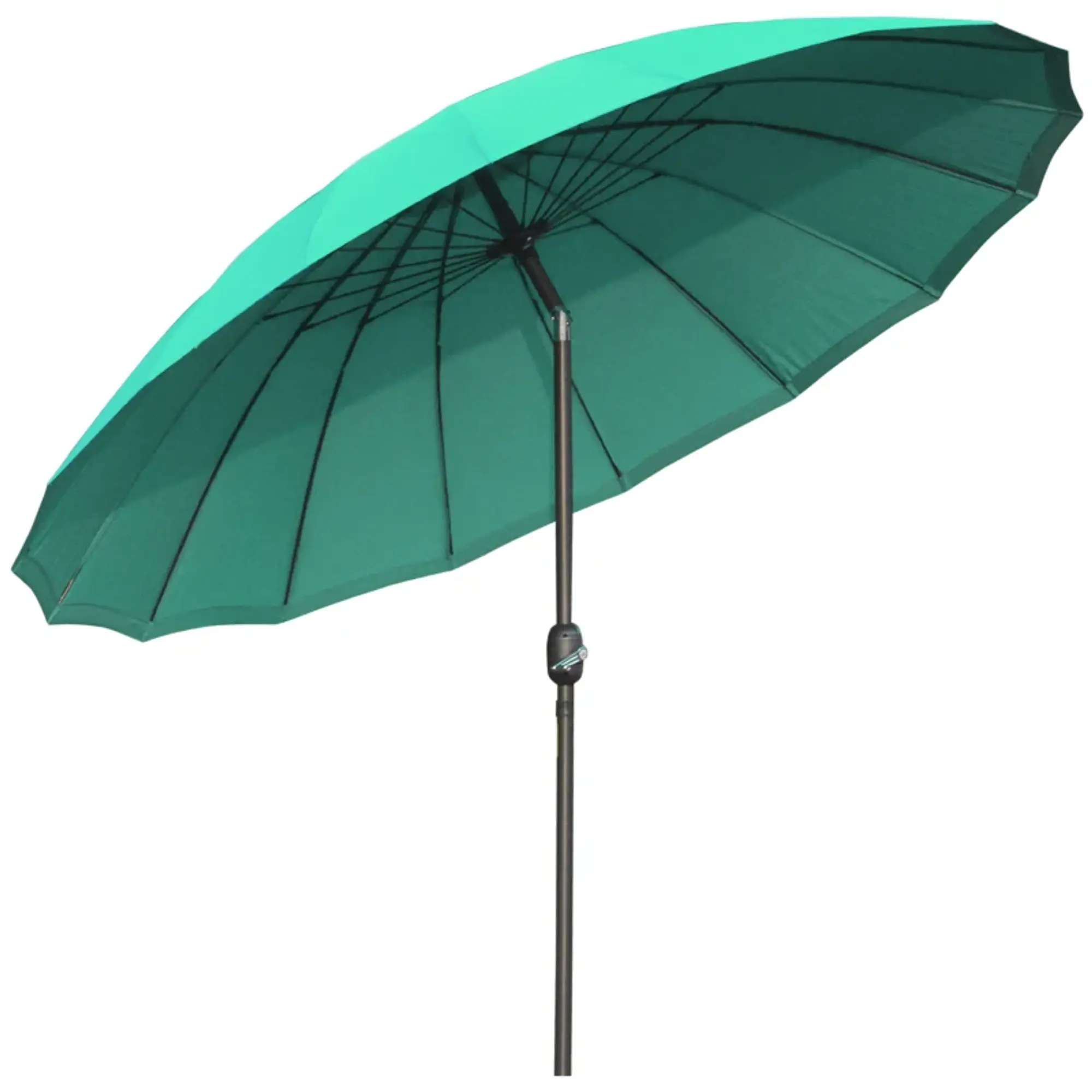 Chapéu de Sol de Jardim Ø2,5x2,4 m com Manivela Manual Mastro Flexível Impermeável 1