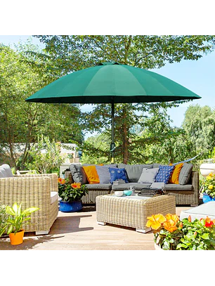 Chapéu de Sol de Jardim Ø2,5x2,4 m com Manivela Manual Mastro Flexível Impermeável