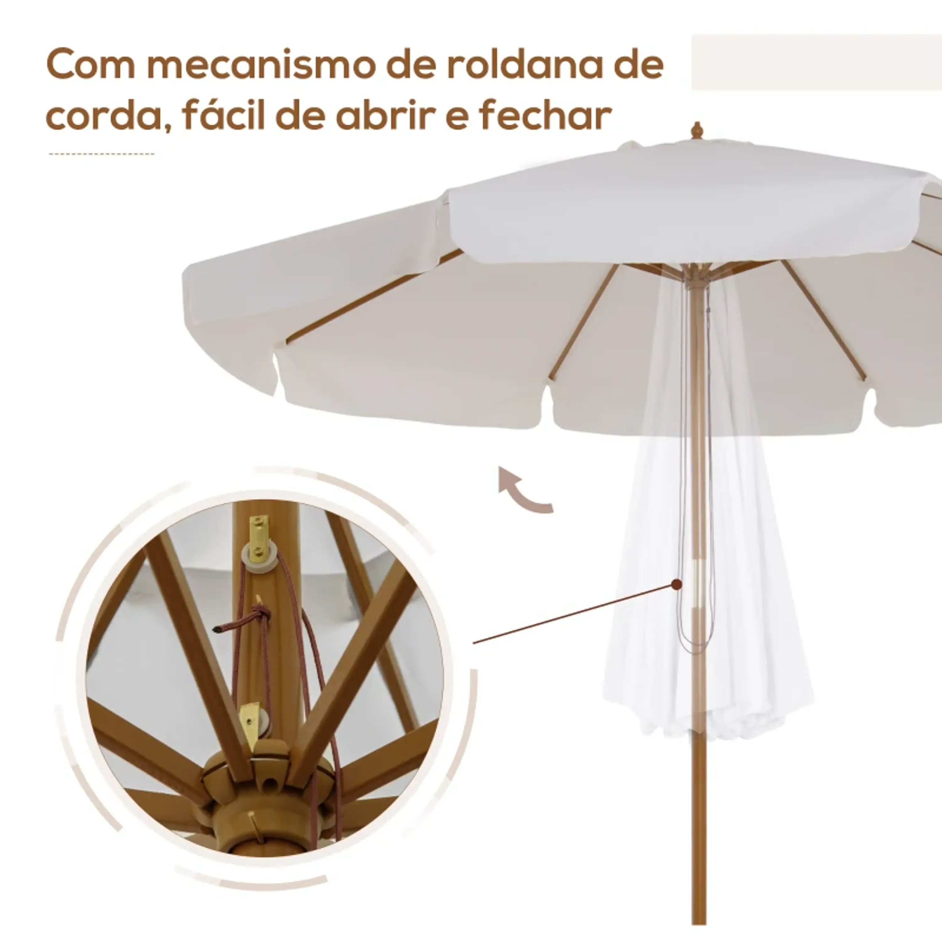 Chapéu de Sol de Madeira com Sistema de Polea e Teto com Ventilação 8