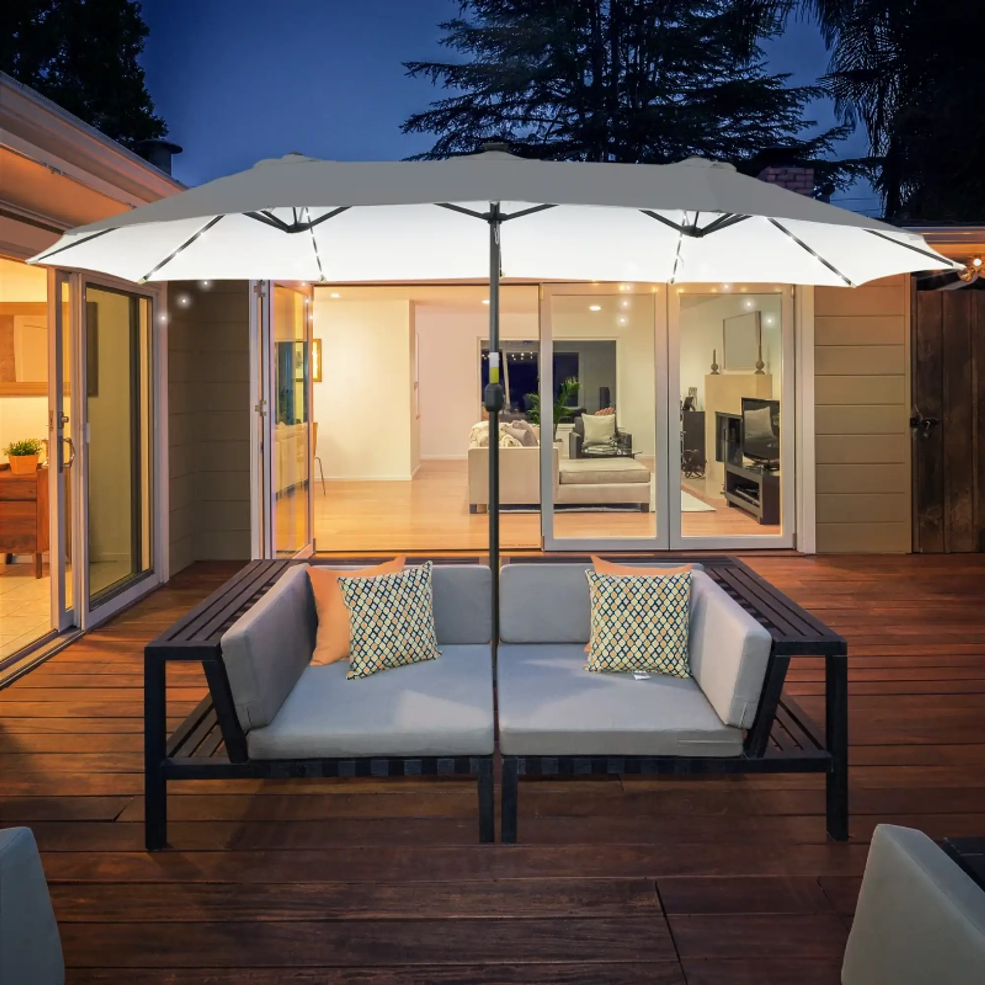 Chapéu de Sol Duplo com 48 Luzes LED 4,5x2,65 m  2
