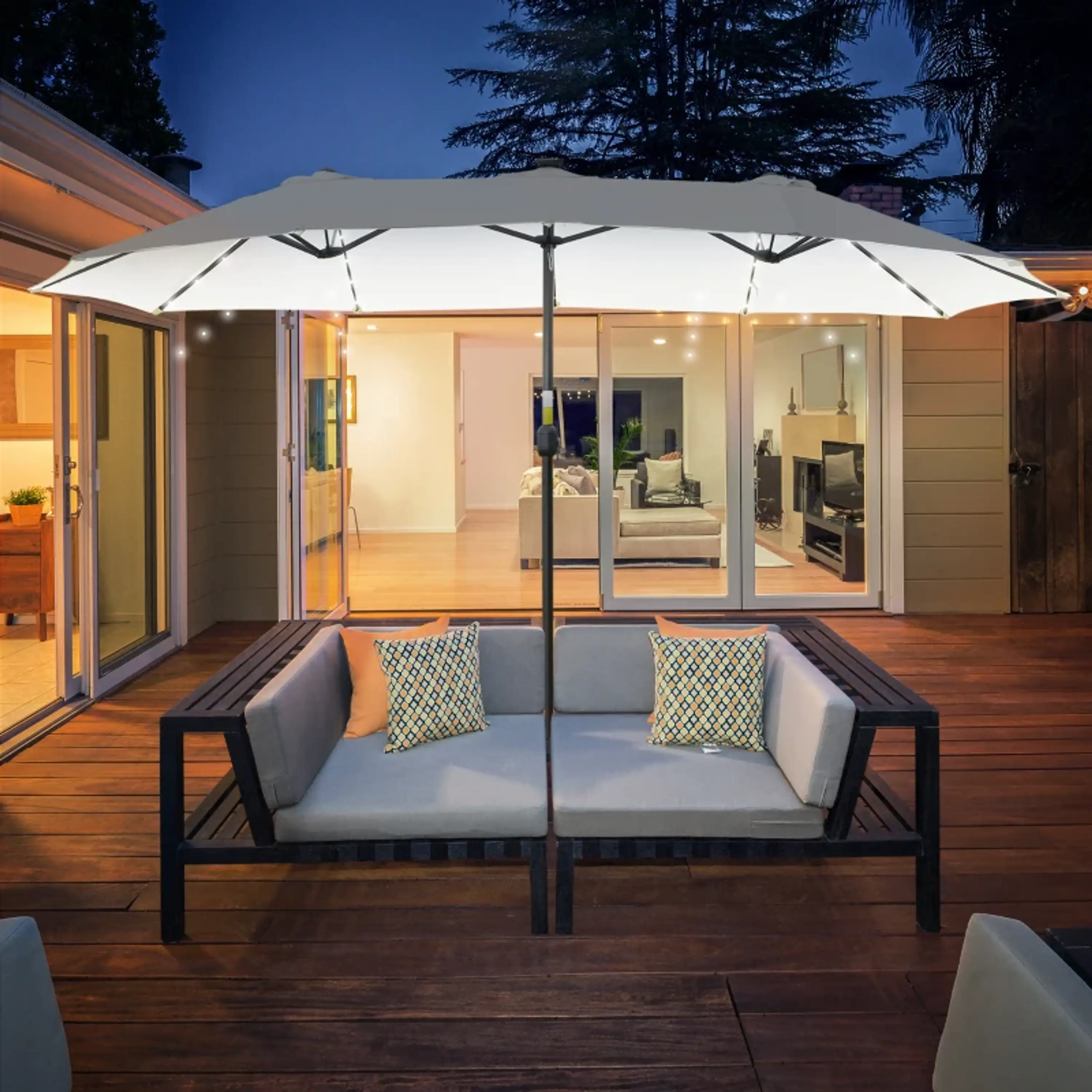 Chapéu de Sol Duplo com 48 Luzes LED 4,5x2,65 m  2