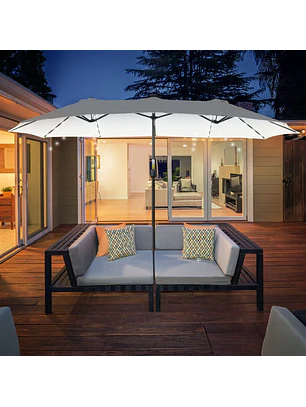 Chapéu de Sol Duplo com 48 Luzes LED 4,5x2,65 m 