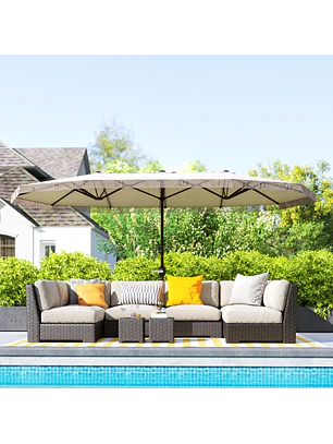 Chapéu de Sol Duplo 4,5x2,7 m para Terraço Exterior com Manivela