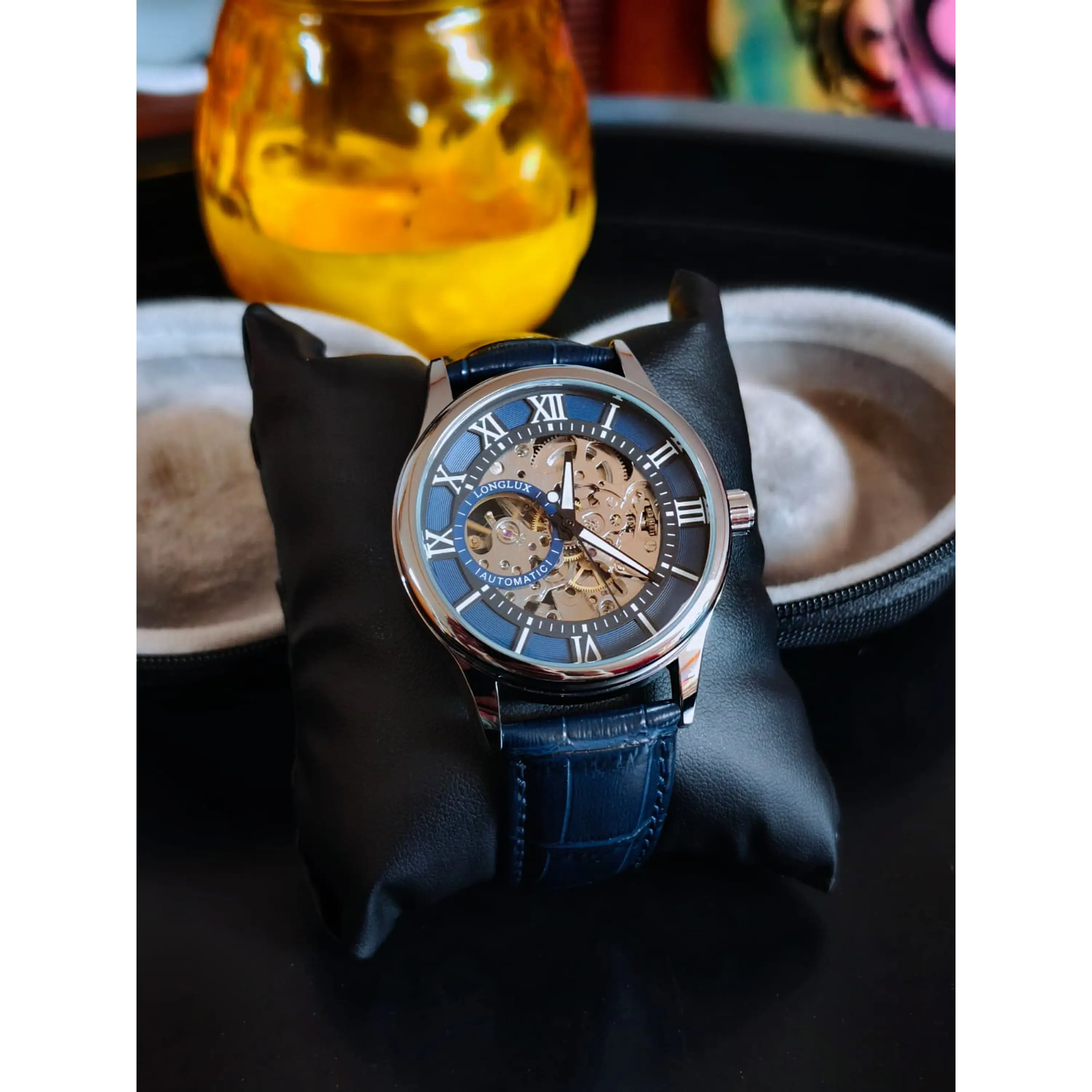Relógio Automático Skelleton Azul - Excelente Estado. 6