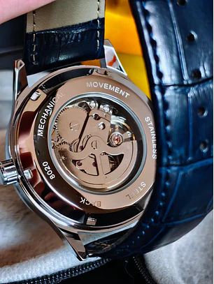 Relógio Automático Skelleton Azul - Excelente Estado.