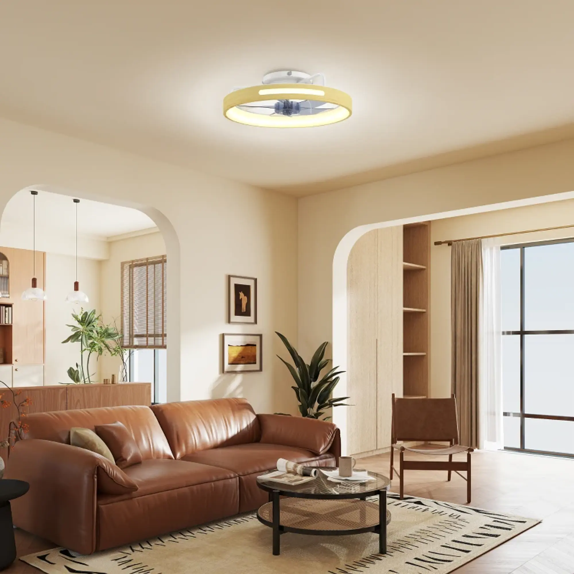Ventilador de Teto com Luz LED 40 W Motor DC Reversível 9