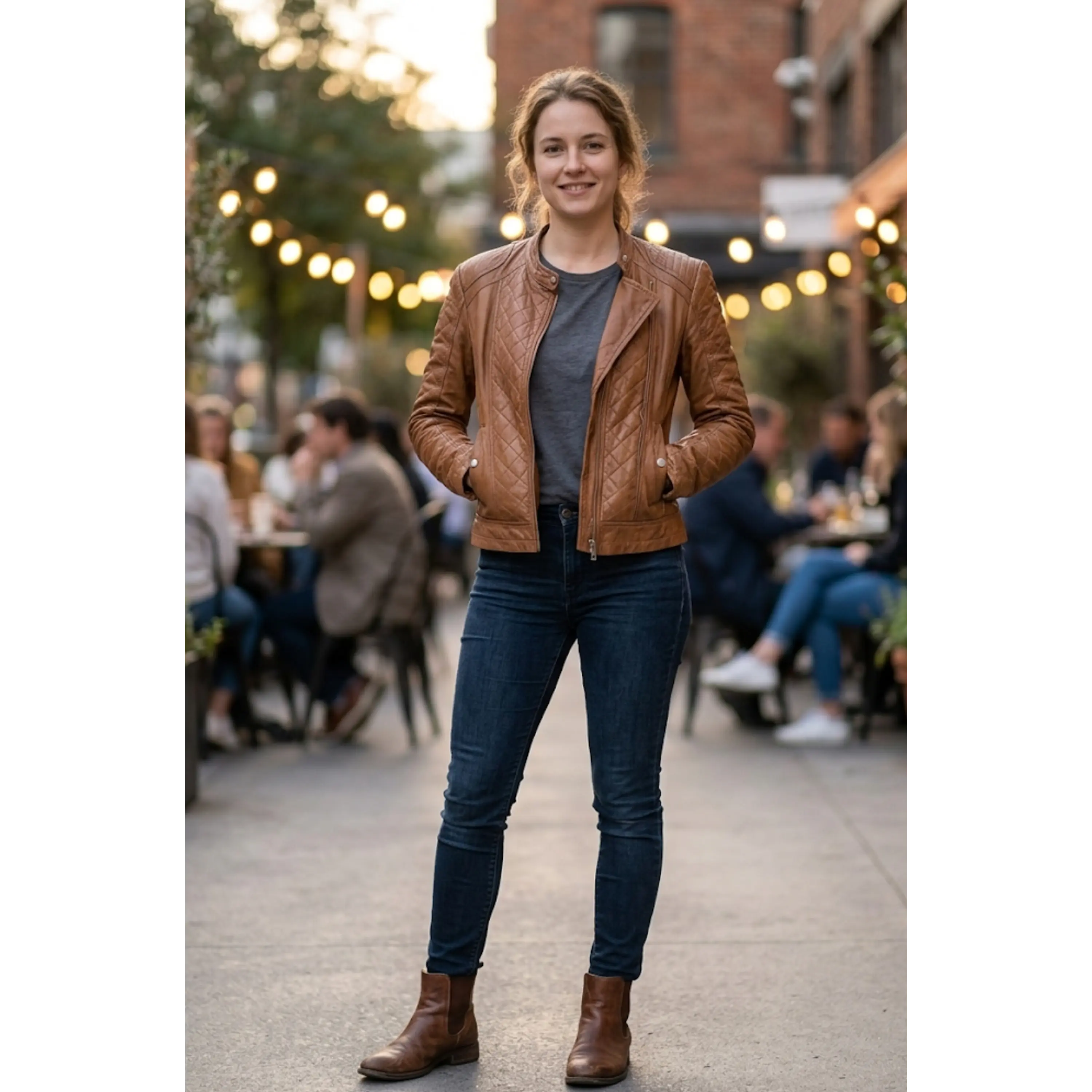 Casaco Couro Verdadeiro Carrie Hoxton London - Brown 1